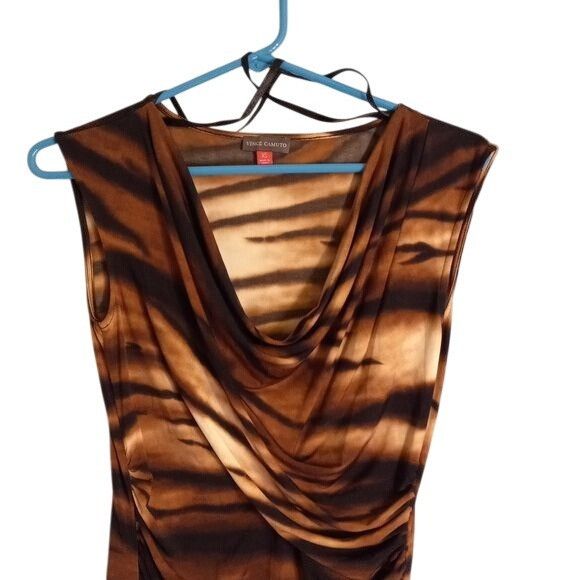 Vince Camuto Vince Camuto XS Top Sleeveless Tiger Print Drape Neck Polyes Size XS / US 0-2 / IT 36-38 - 5 Thumbnail