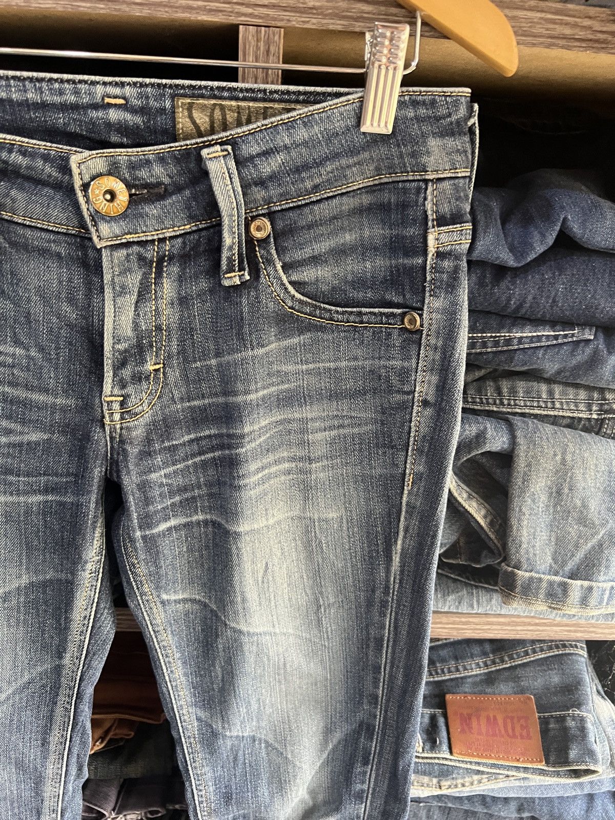 Edwin 🔥Something by Edwin Flared Distressed Denim Size 29" - 7 Thumbnail
