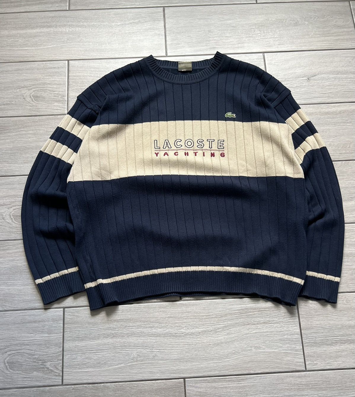 Lacoste Vintage 90s Lacoste Sweatshirt Stripe Big Logo Streetwear Size US XXL / EU 58 / 5 - 2 Thumbnail
