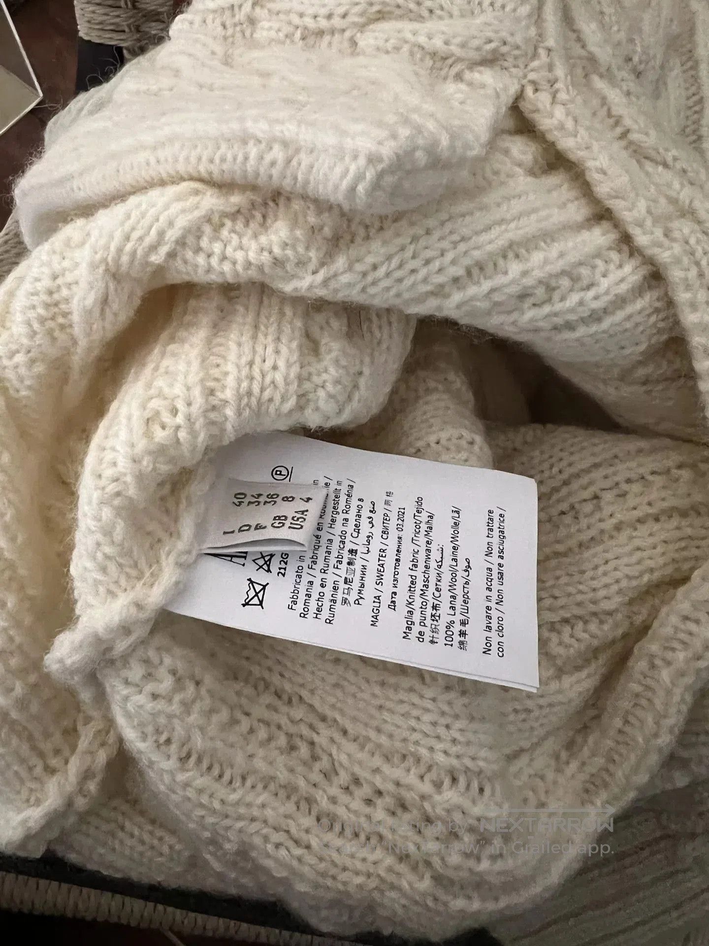 Philosophy di Lorenzo Serafini light beige irregular knit turtleneck sweater. Size XL / US 12-14 / IT 48-50 - 5 Thumbnail