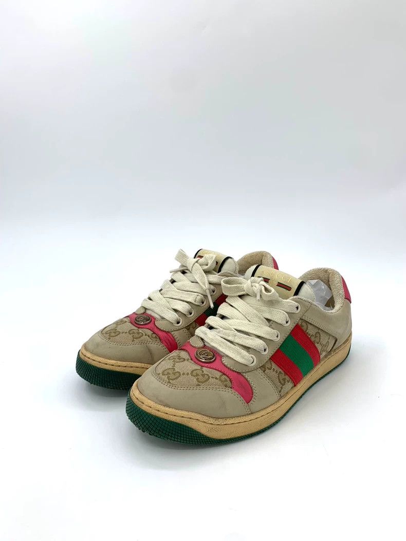 Gucci Gucci Size 36 Ebony leather GG enamel printed lace-up casua Size US 5 / EU 37 - 1 Thumbnail