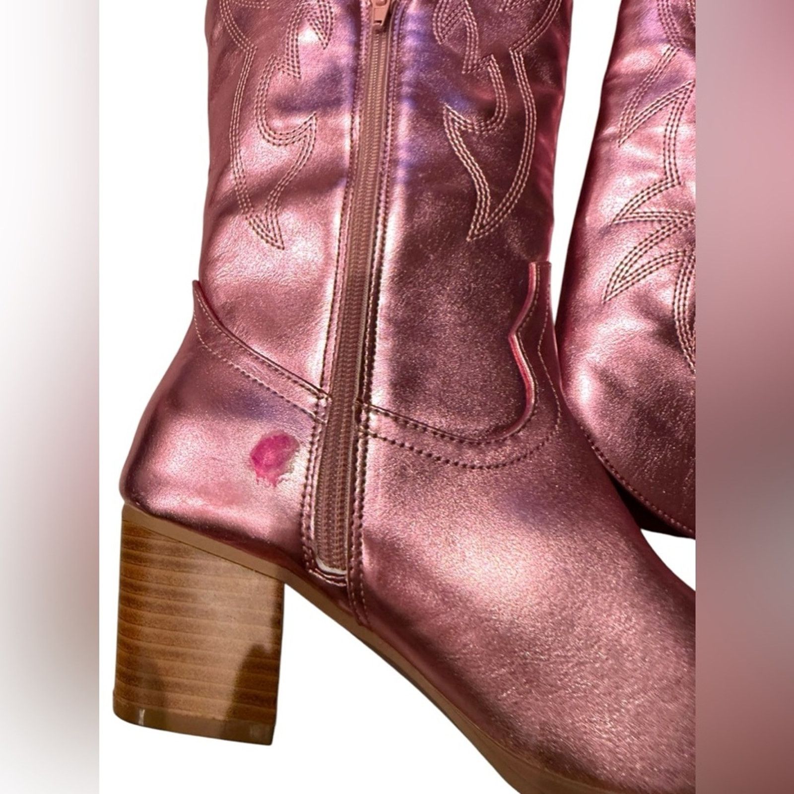 Other DREAM PAIRS Pointed-Toe Cowgirl Knee-high Boots Pink 8.5 Size US 8.5 / IT 38.5 - 10 Thumbnail