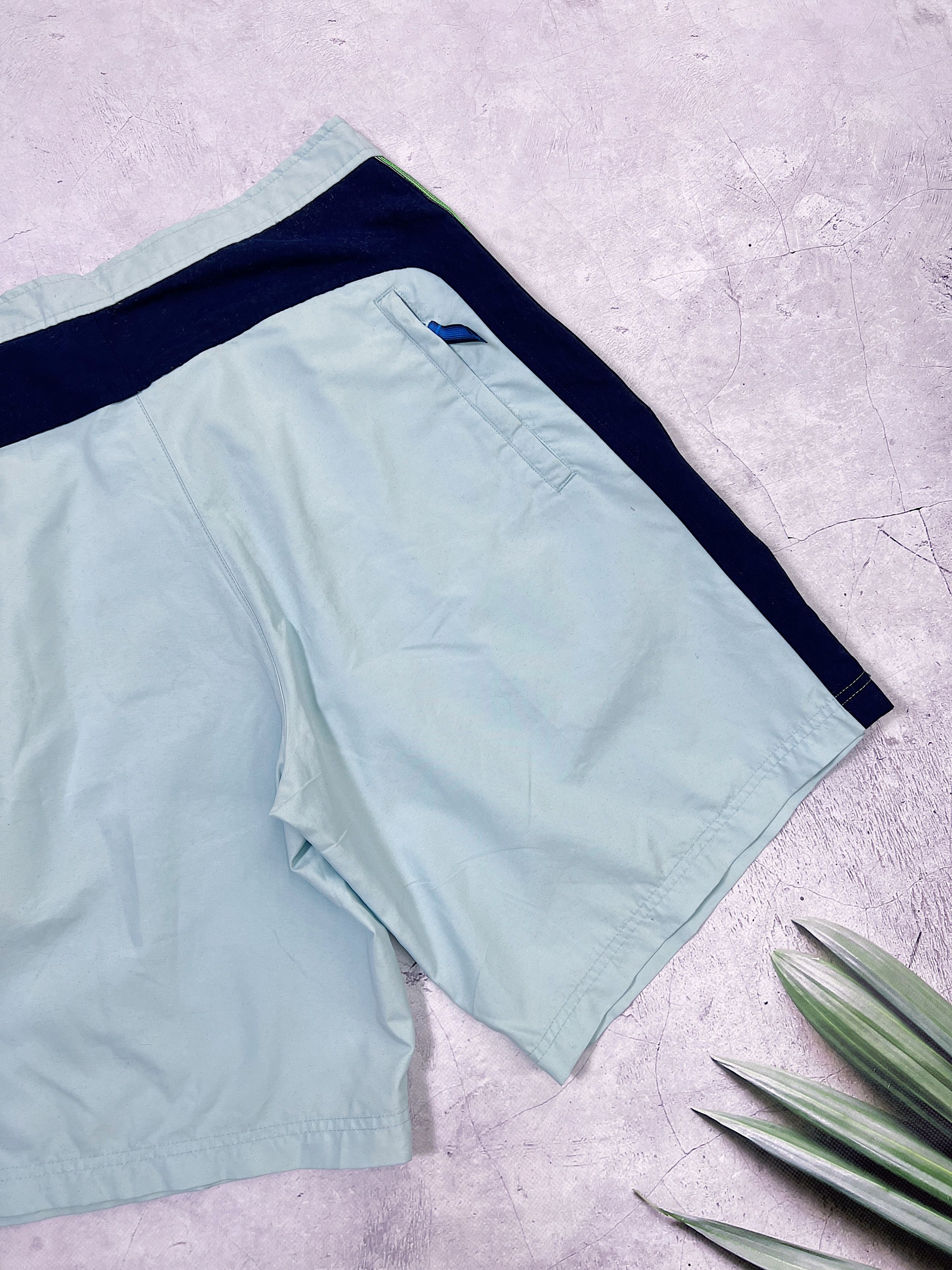 Nike × Vintage Vintage Nike Shorts Aquamarine & Green Stripes Size US 34 / EU 50 - 11 Thumbnail