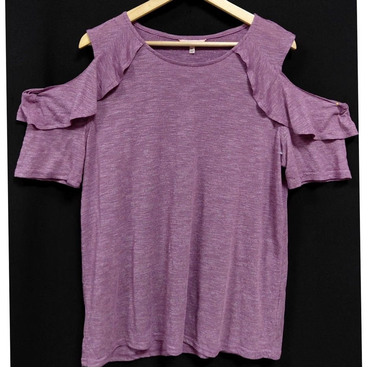 Juicy Couture Juicy Couture Purple Knit Solid Cold Shoulder Short Sleeve Top Women Size XL Size XL / US 12-14 / IT 48-50 - 2 Thumbnail