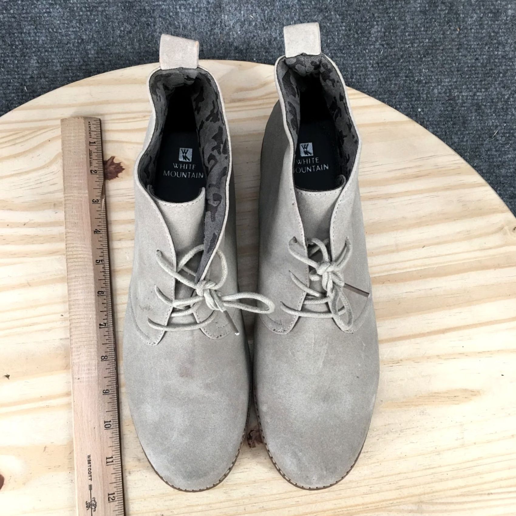 Vintage White Mountain Boots Womens 11 M Taupe Ankle Booties Faux Leather Heels Casual Size US 11 / IT 41 - 5 Thumbnail