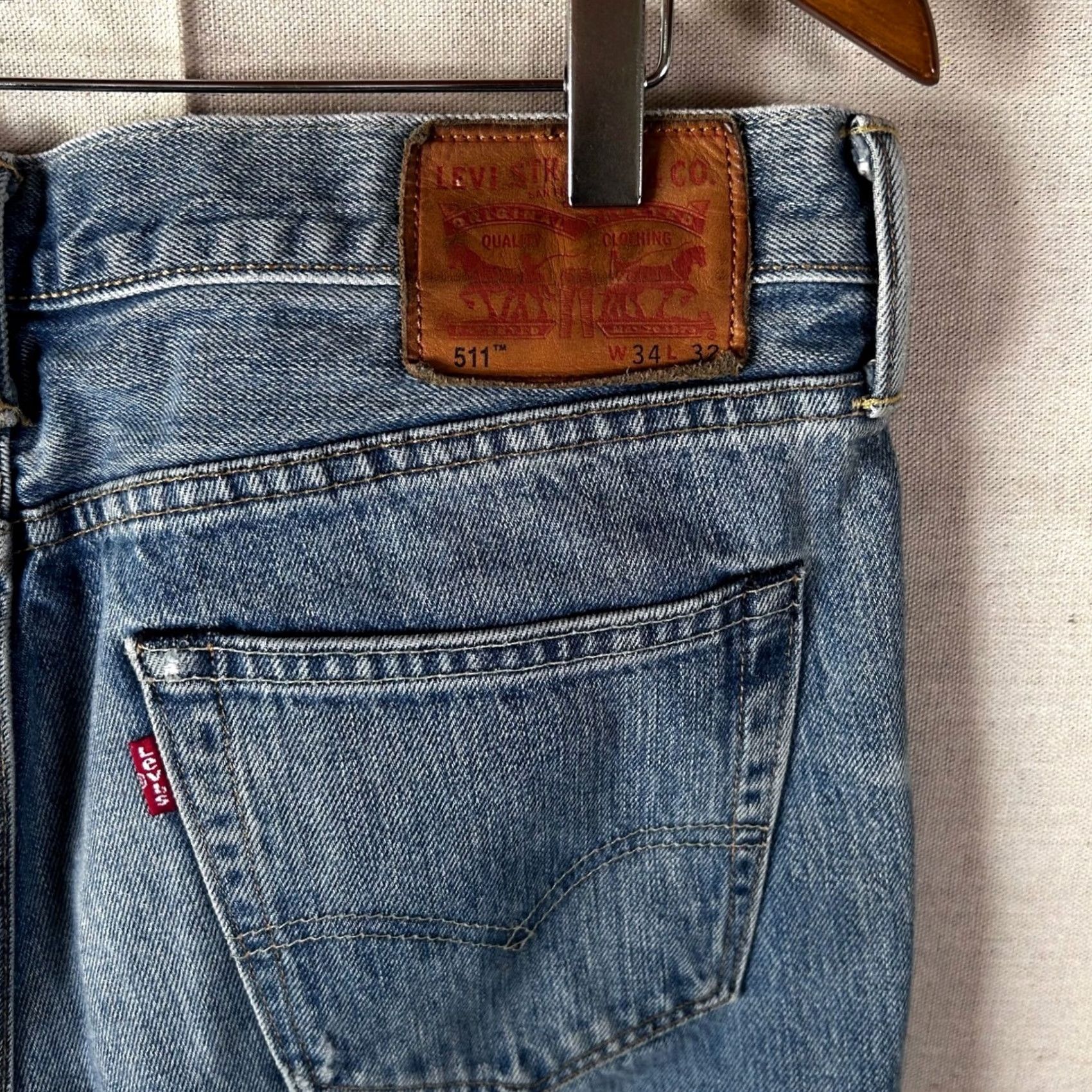 Levi's Levi's 511 Slim Fit Jeans Distressed Patchwork Blue Mens 34x31 Slim Straight Denim Distressed Pockets Patch Repair Size US 34 / EU 50 - 7 Thumbnail
