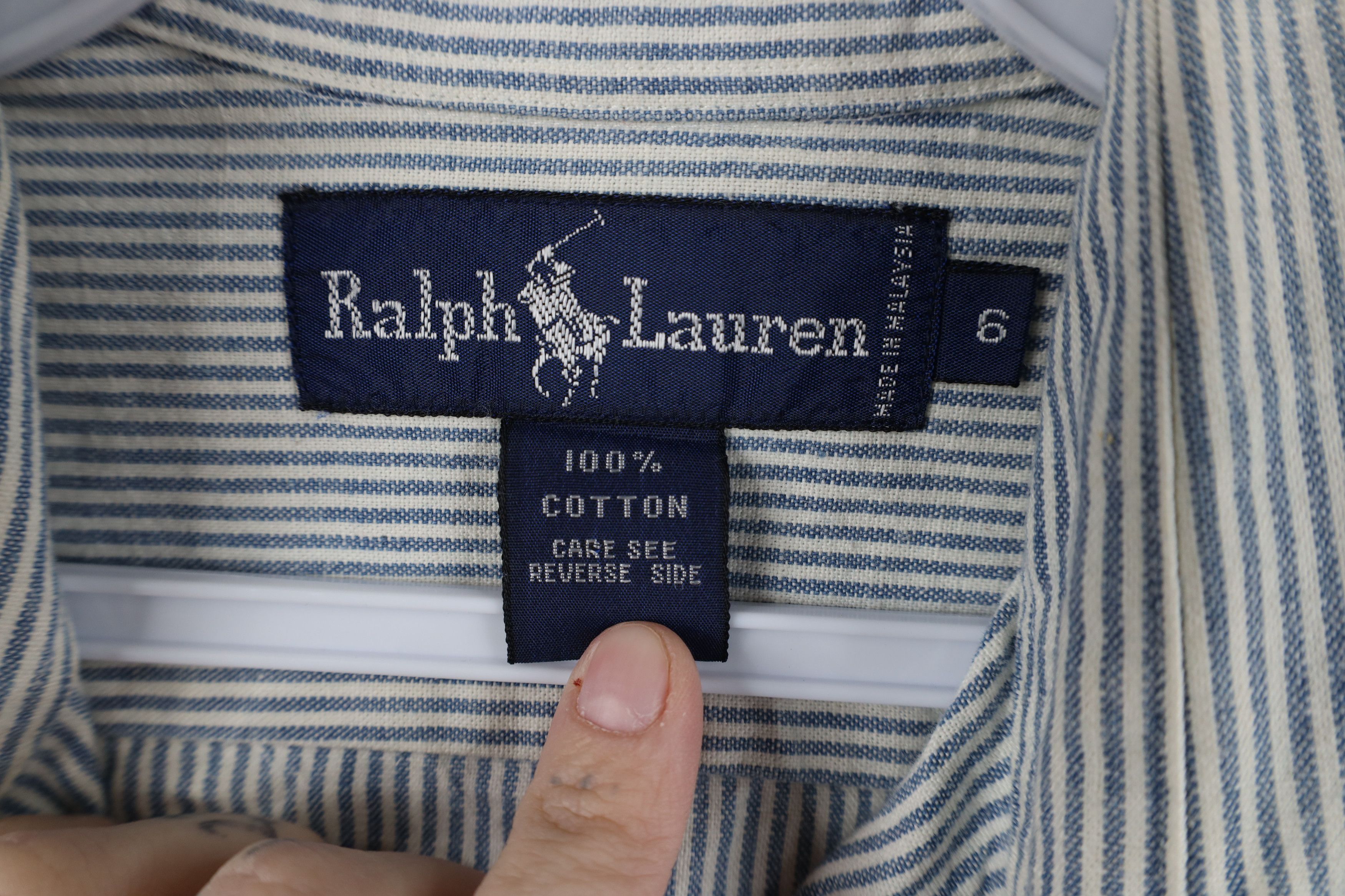 Ralph Lauren Vintage 90s Ralph Lauren Striped Button Shirt Blue Size M / US 6-8 / IT 42-44 - 8 Thumbnail