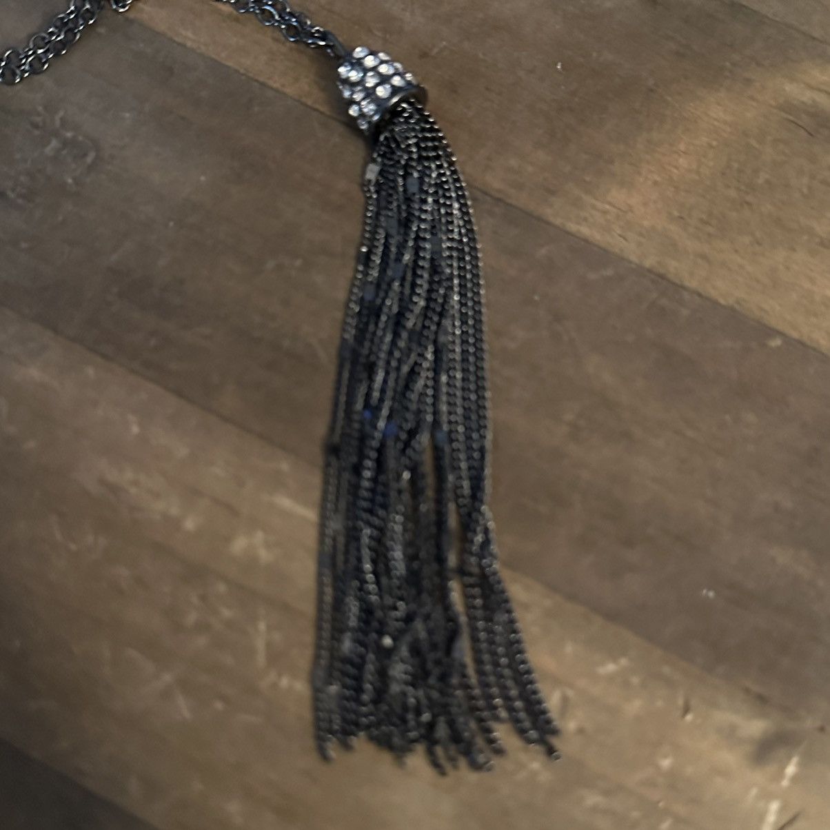 Loft Loft long gunmetal rhinestone tassel necklace Size ONE SIZE - 6 Thumbnail