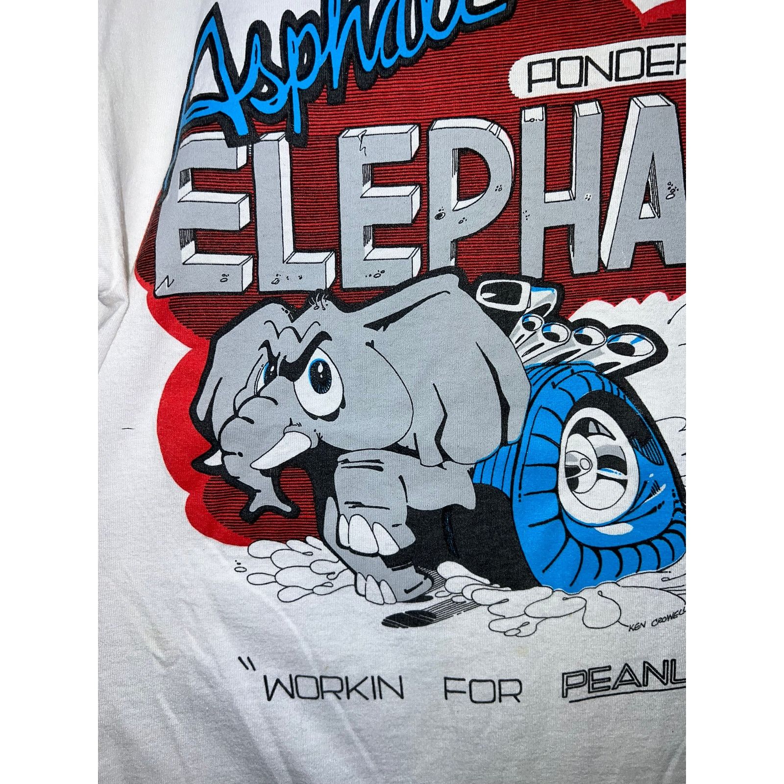 Fruit Of The Loom Vintage Elephant Shirt Asphalt Construction Animal Tee 90s M Size US M / EU 48-50 / 2 - 2 Thumbnail
