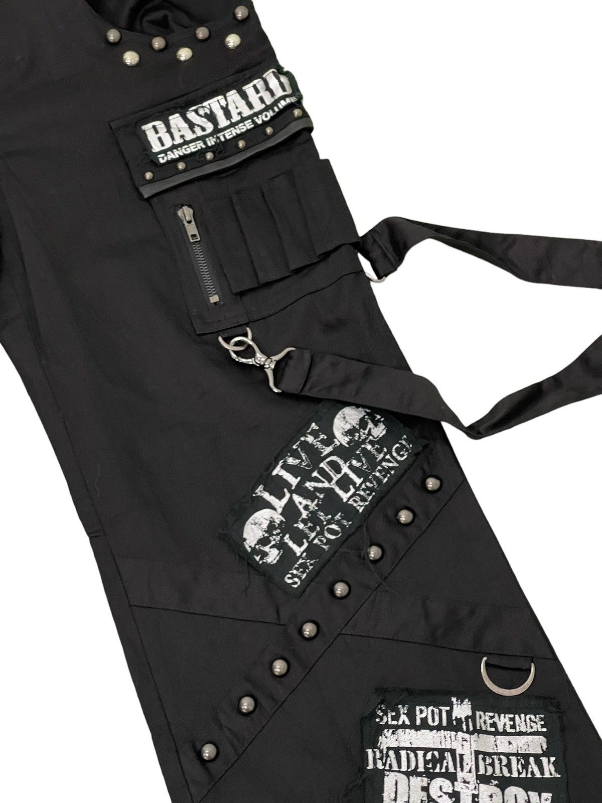 Japanese Brand Wide Leg Cargo Sex Pot Revenge Pant Punk Black Patches 6🟦5 Size US 32 / EU 48 - 7 Thumbnail