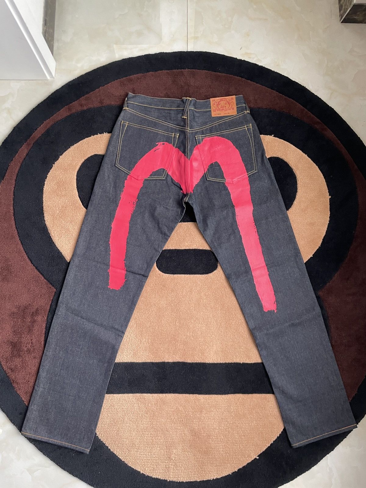 Evisu × Vintage EVISU NEW！red daicock style denim jeans！size：32x34 Size US 32 / EU 48 - 3 Thumbnail