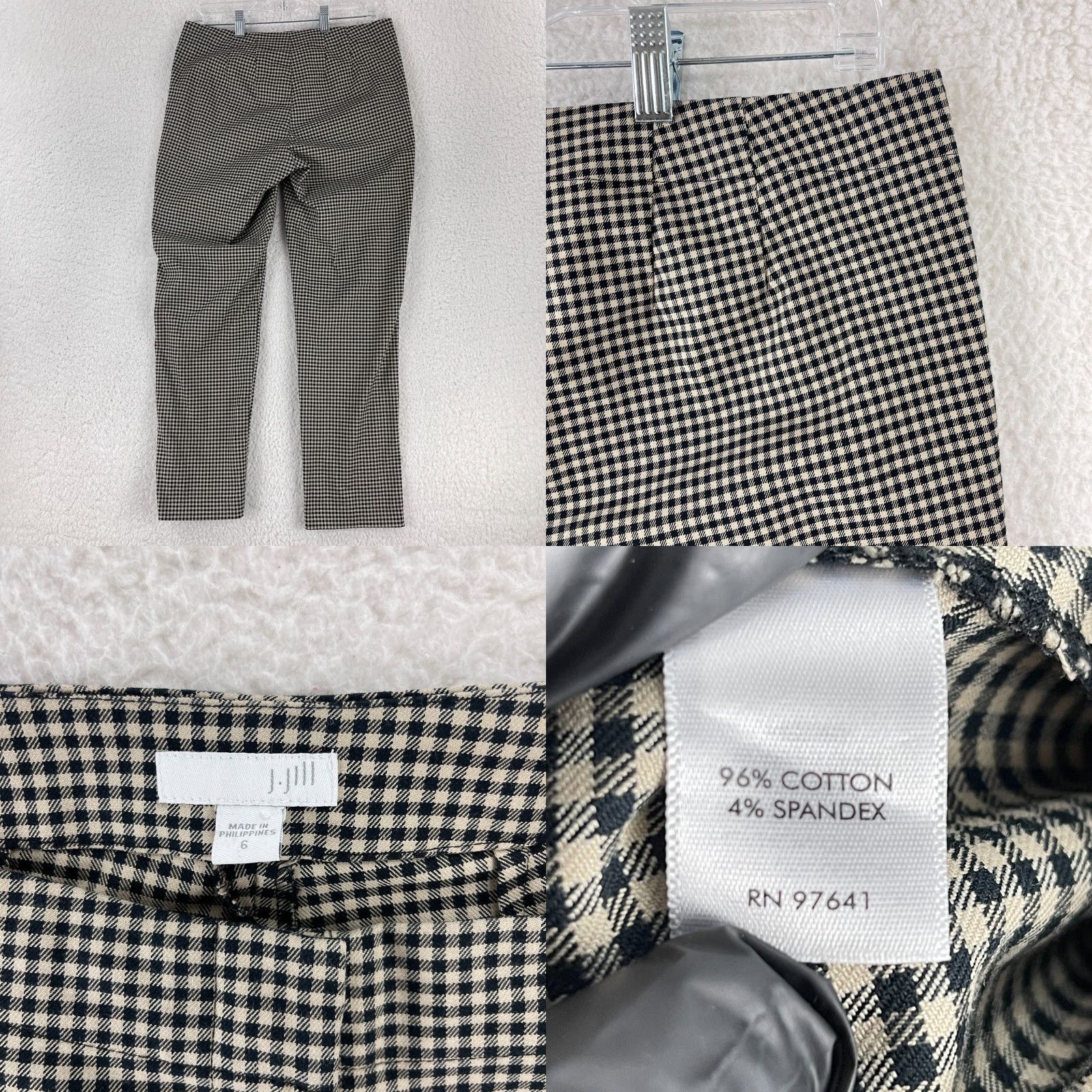 J. Jill J. Jill Black Gingham Cropped Straight Pants Womens Size 6 Mid-Rise Casual Regular Rise Cotton Spandex Pant Type Size 28" / US 6 / IT 42 - 9 Thumbnail