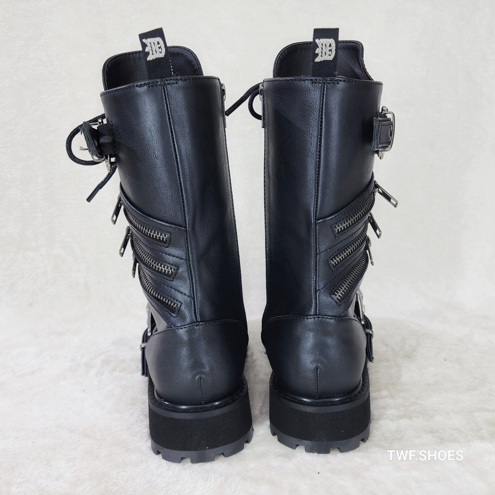Demonia Cult DEMONIA Valor Goth Combat Biker Ankle Boots Black Matte Men Size US 6 / EU 39 - 6 Thumbnail