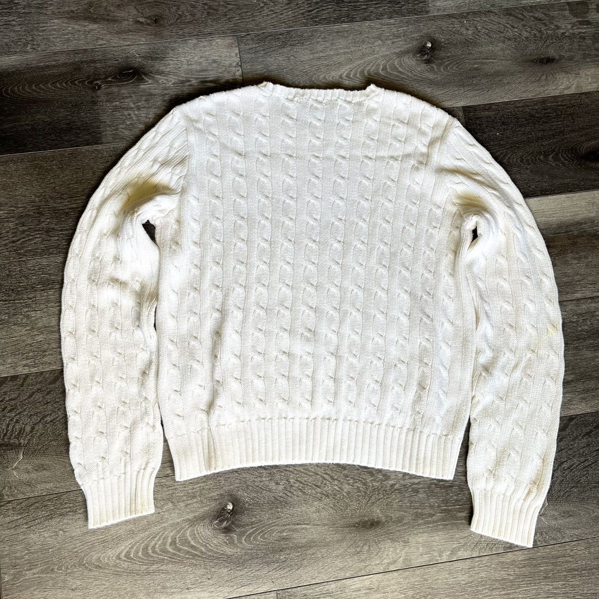 Polo Ralph Lauren Vintage 1990s Polo Ralph Lauren Logo Cable Knit Rope Sweater Size XL / US 12-14 / IT 48-50 - 2 Thumbnail