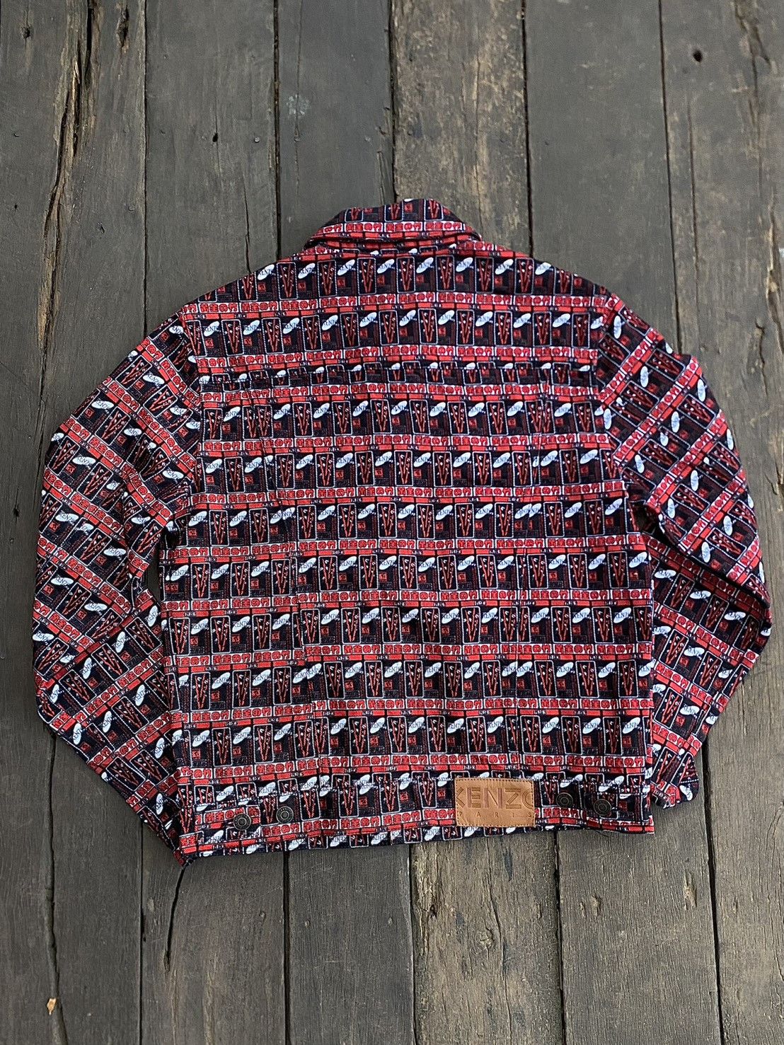 Kenzo Rare SS19 Kenzo Paris AOP rice bag punk style trucker jacket Size US S / EU 44-46 / 1 - 2 Thumbnail
