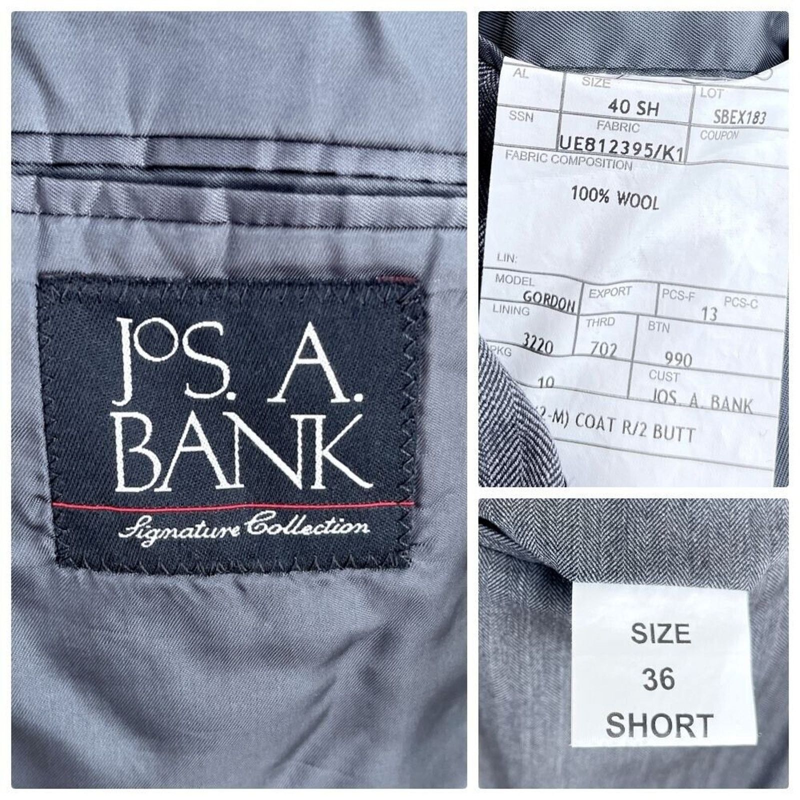 Jos. A. Bank Jos A Bank Signature Suit Gray Herringbone 40S Size 40S - 12 Thumbnail