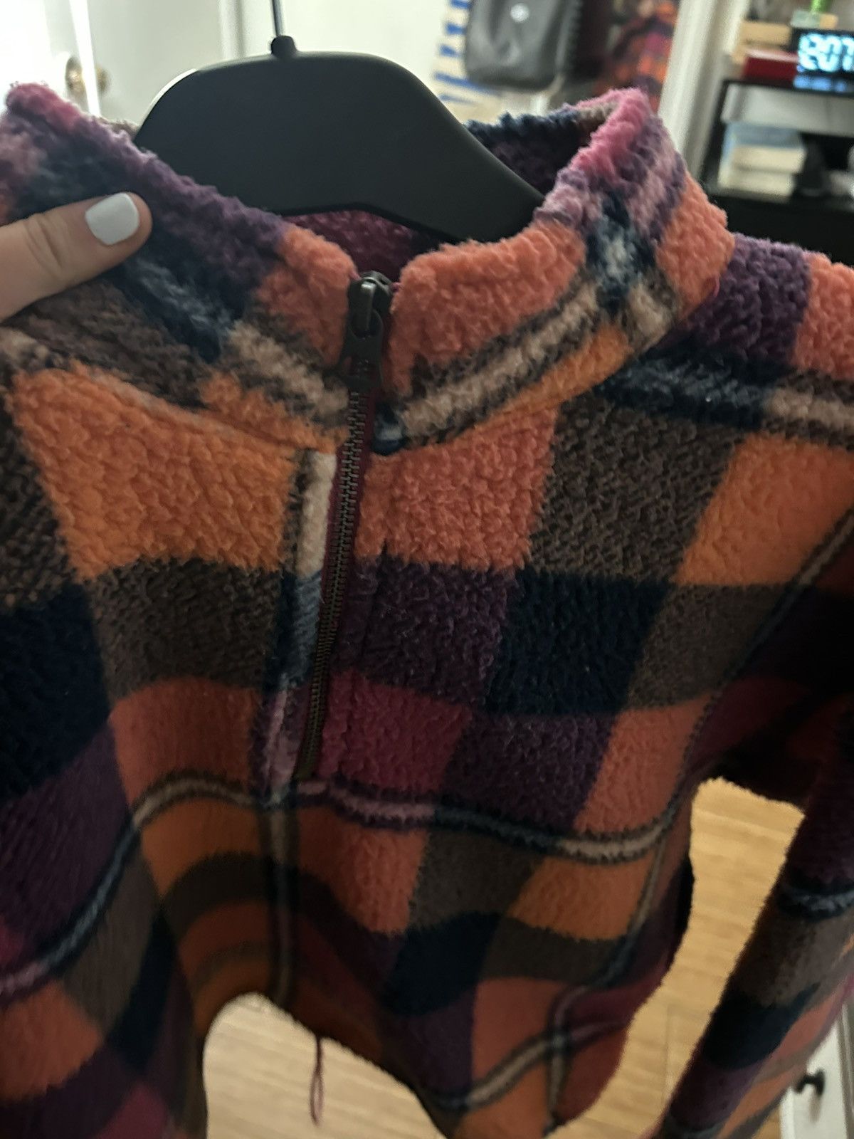 American Eagle Outfitters Soft Zip Up Plaid Fleece Size XS / US 0-2 / IT 36-38 - 3 Thumbnail