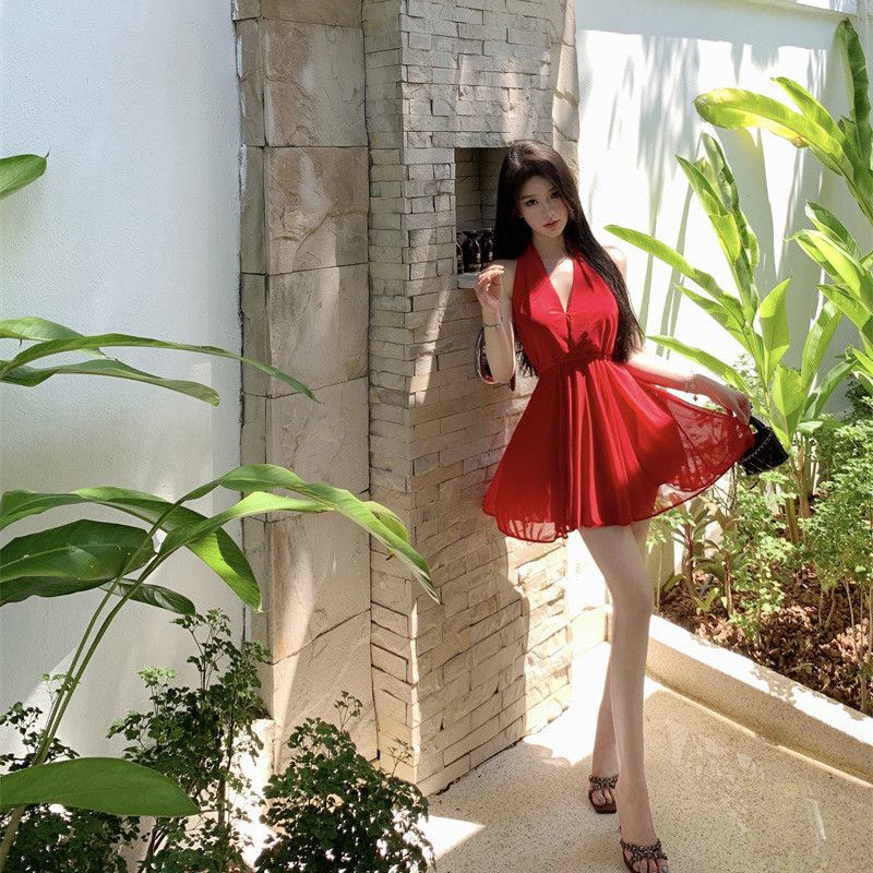 Other French Style Temperament Red Halter Dress Women Size S / US 4 / IT 40 - 6 Thumbnail