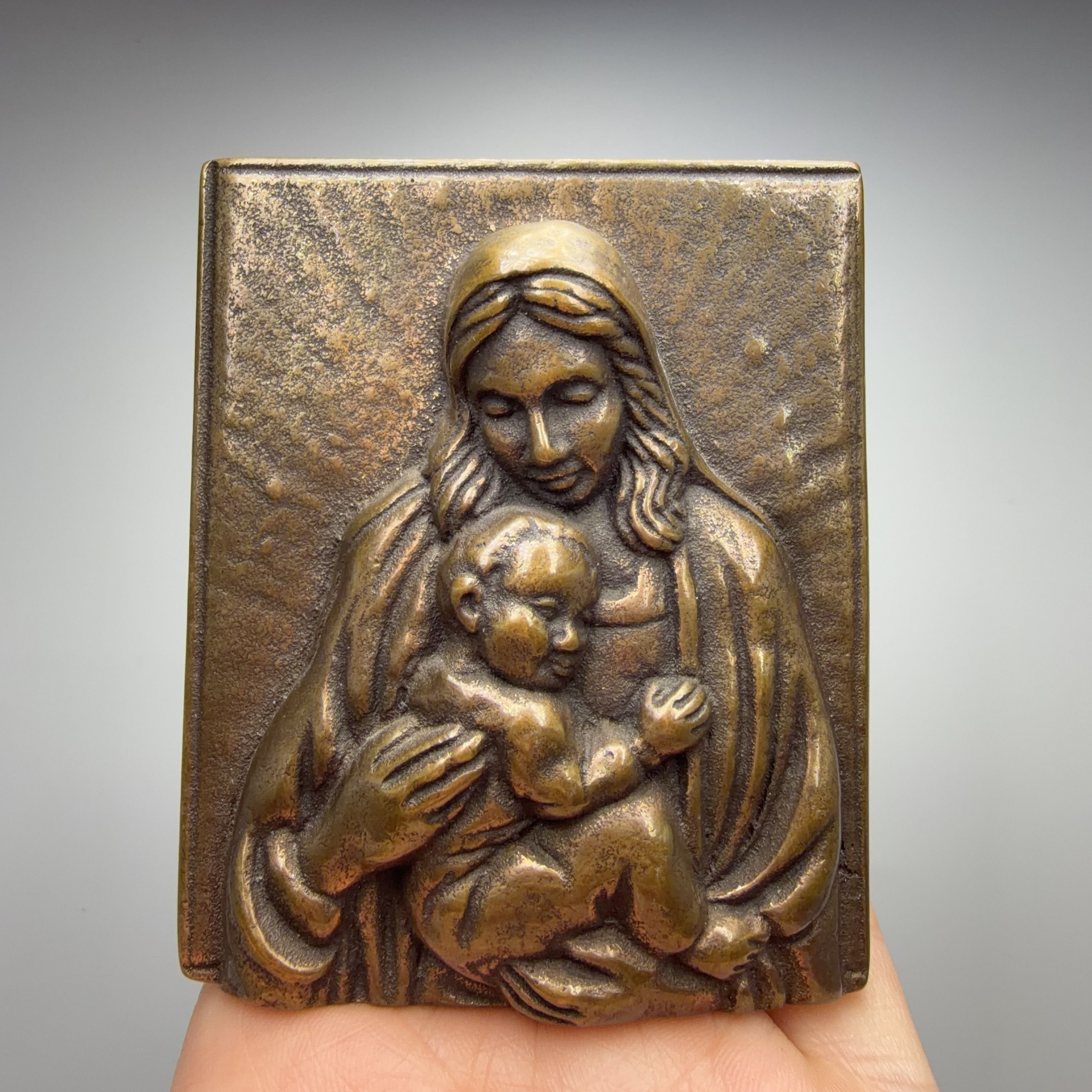 Vintage Vintage German Bronze Madonna & Child Wall Plaque Religious Size ONE SIZE - 1 Thumbnail