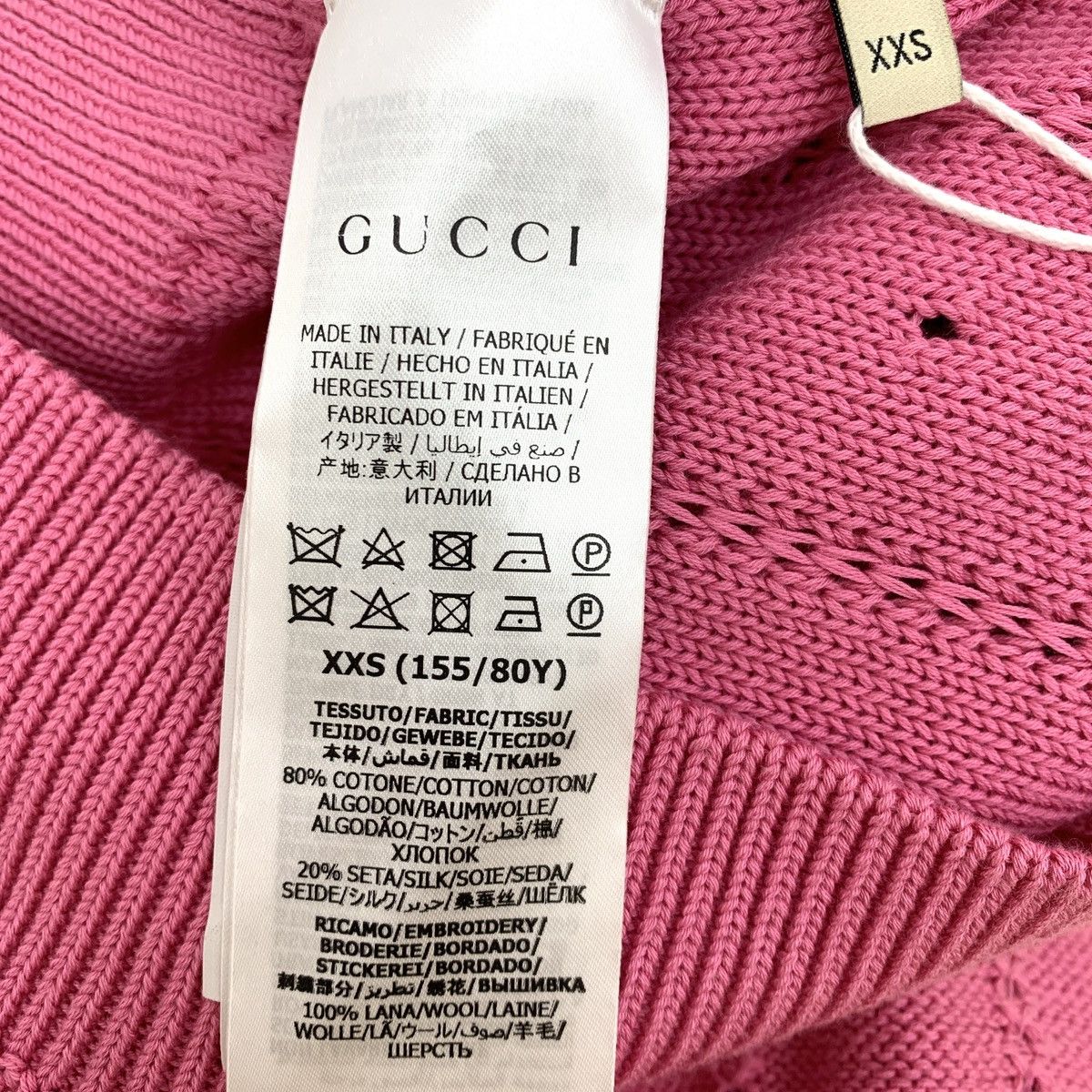Gucci Gucci Pink Floral Embroidered Short Sleeve Knit Top K26WX Size XXS / US 00 / IT 34 - 6 Thumbnail