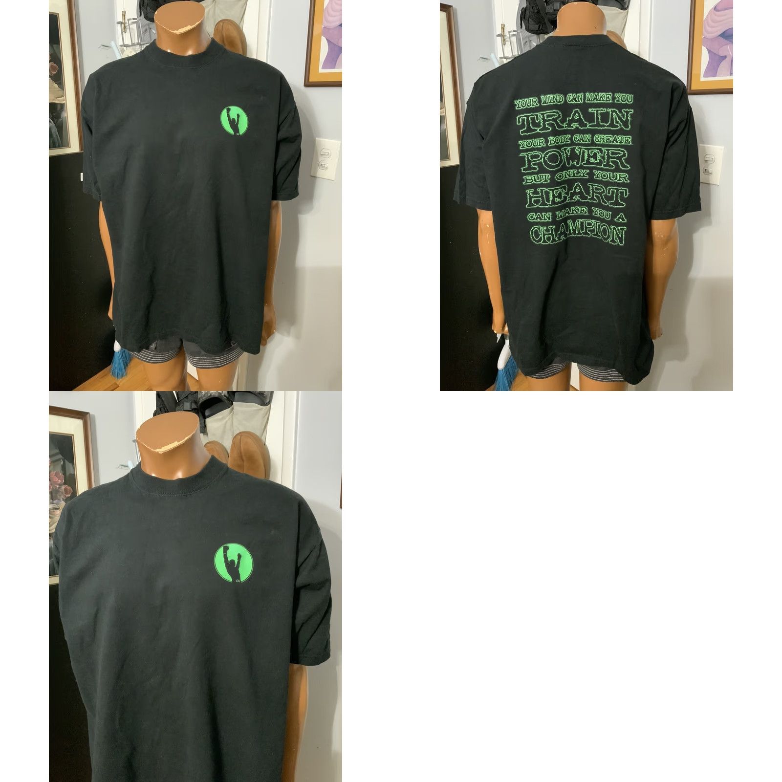 Fruit Of The Loom VINTAGE Fruit Of The Loom Heart Can Make You A Champion Boxing Gym T-Shirt XXL Black Men 2XL T-Shirt Size US XXL / EU 58 / 5 - 8 Thumbnail