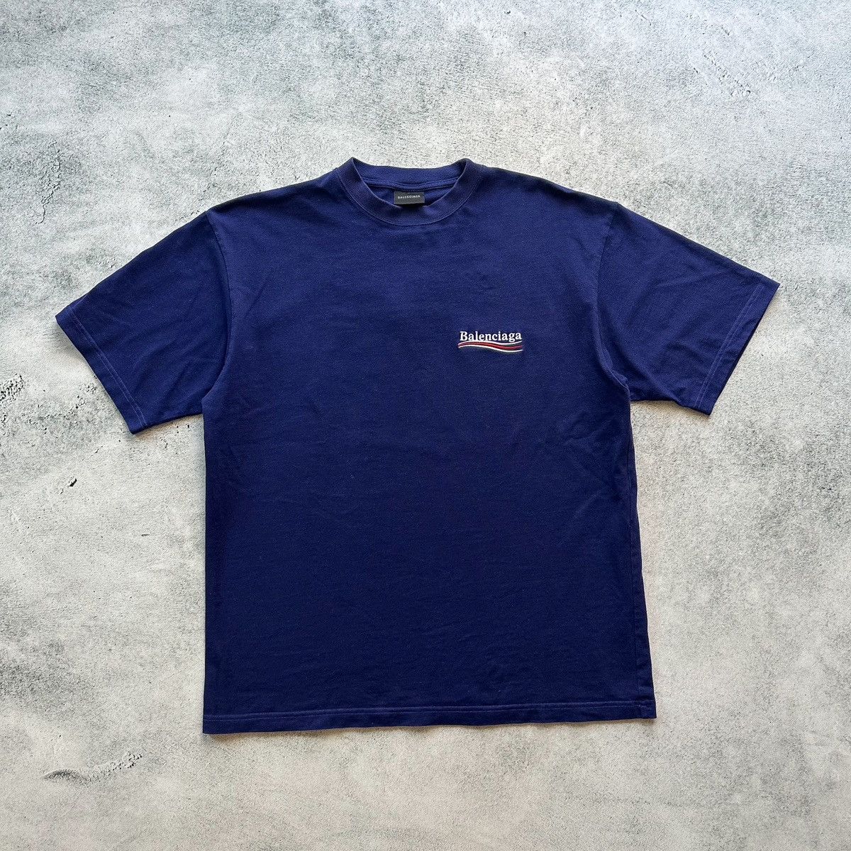image of Balenciaga Campaign T-Shirt in Dark Blue, Men's (Size Large)