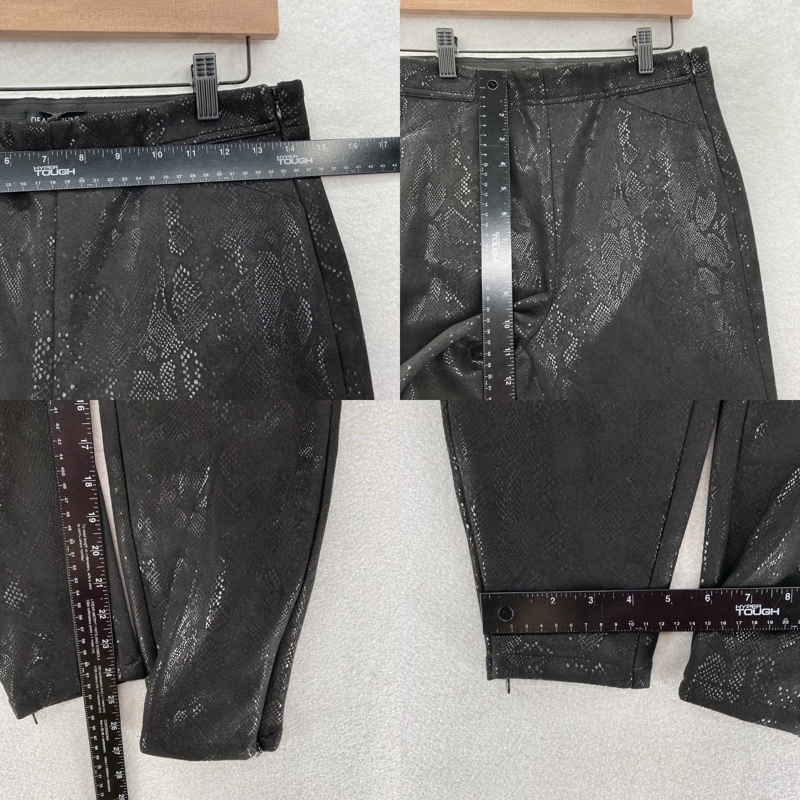 Vintage Dear John Nina Skinny Ankle Pants Women's 29 Black Snakeskin Stretch Side Zip Size 28" / US 6 / IT 42 - 8 Thumbnail