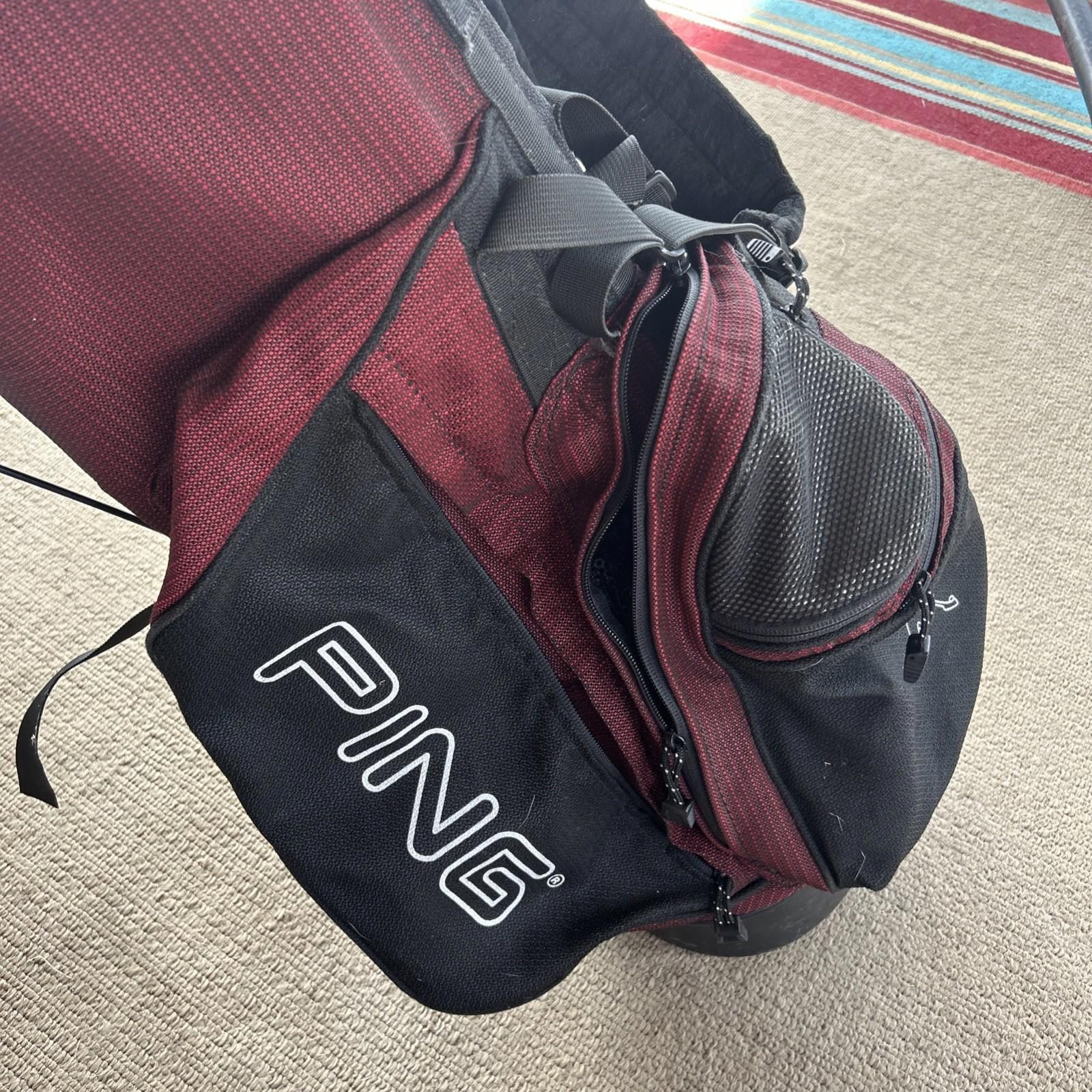 Vintage PING Carry Golf Bag Hoofer Red Stand Bag
