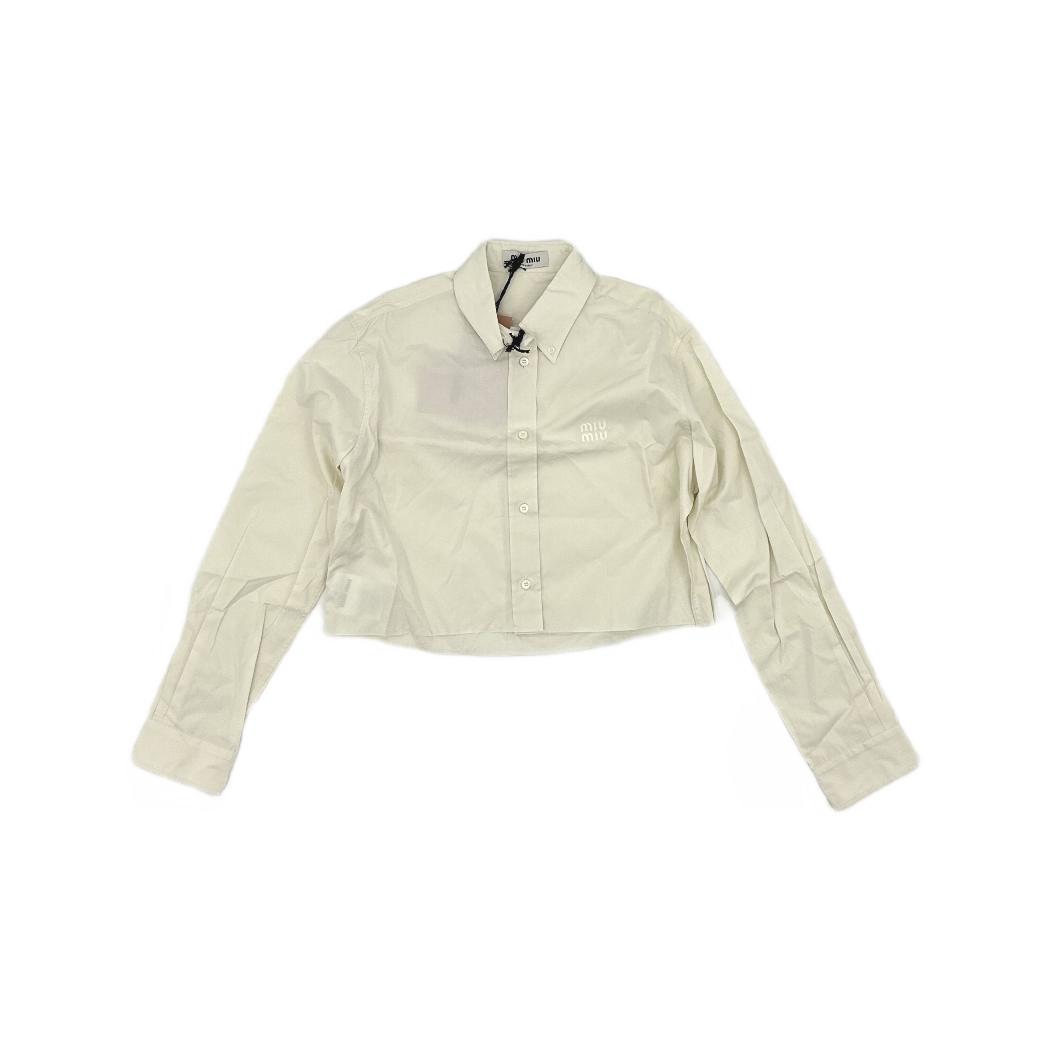 Miu Miu Miu Miu Embroidered Cotton Button Up Shirt Size 40 Size S / US 4 / IT 40 - 1 Thumbnail