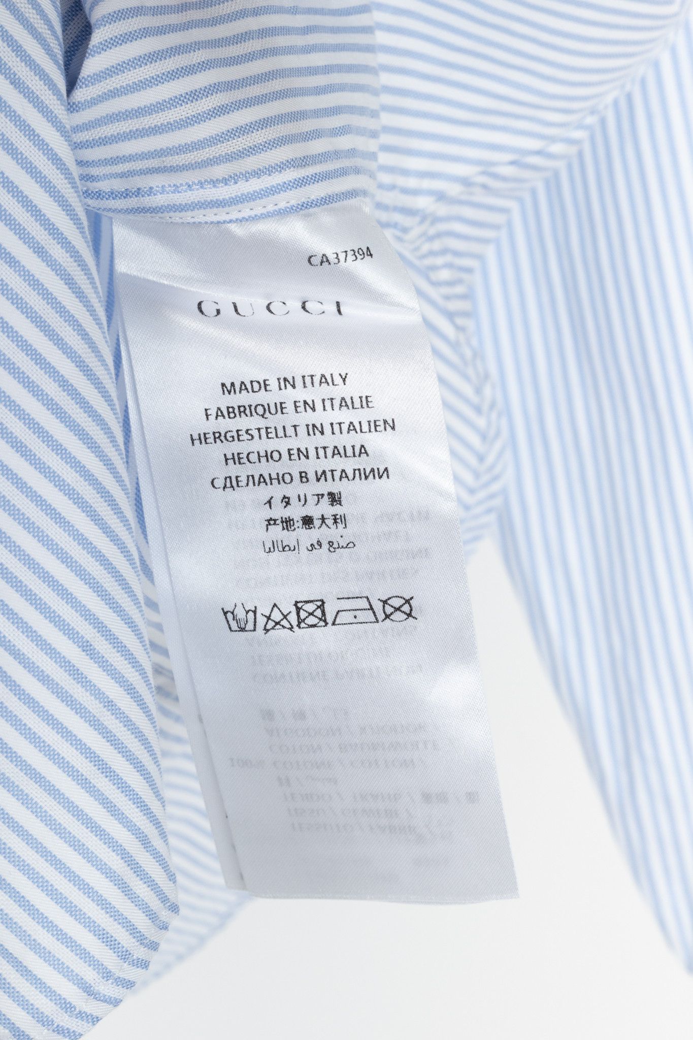 Gucci Gucci Blue & White Striped Cotton-Poplin Buttoned Shirt Size US M / EU 48-50 / 2 - 10 Thumbnail