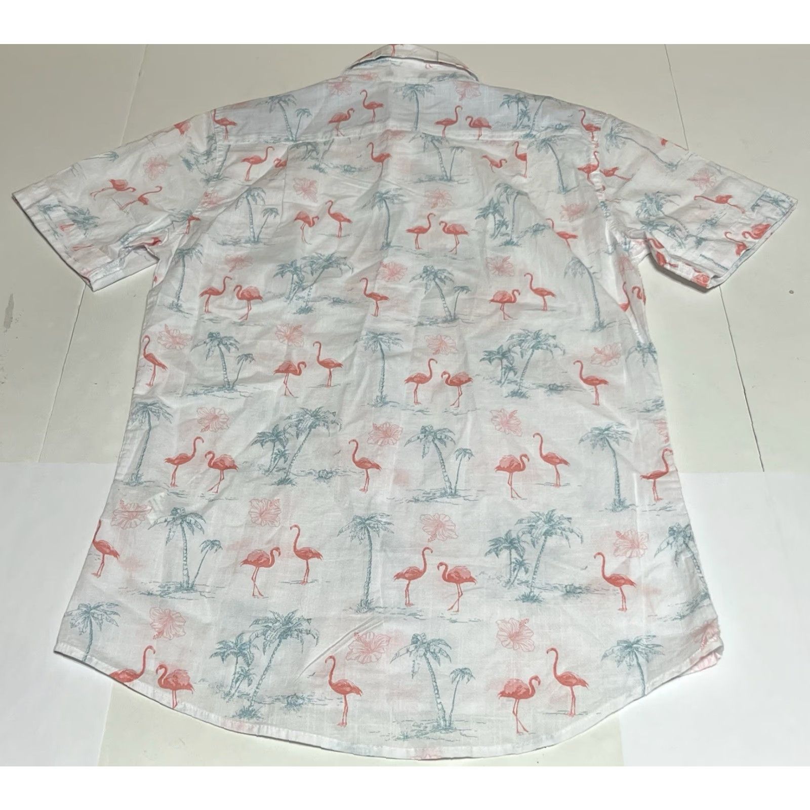 Izod Izod Saltwater Men's Small Hawaiian Shirt Dockside Chambray Flamingo Print NWT Size US S / EU 44-46 / 1 - 3 Thumbnail