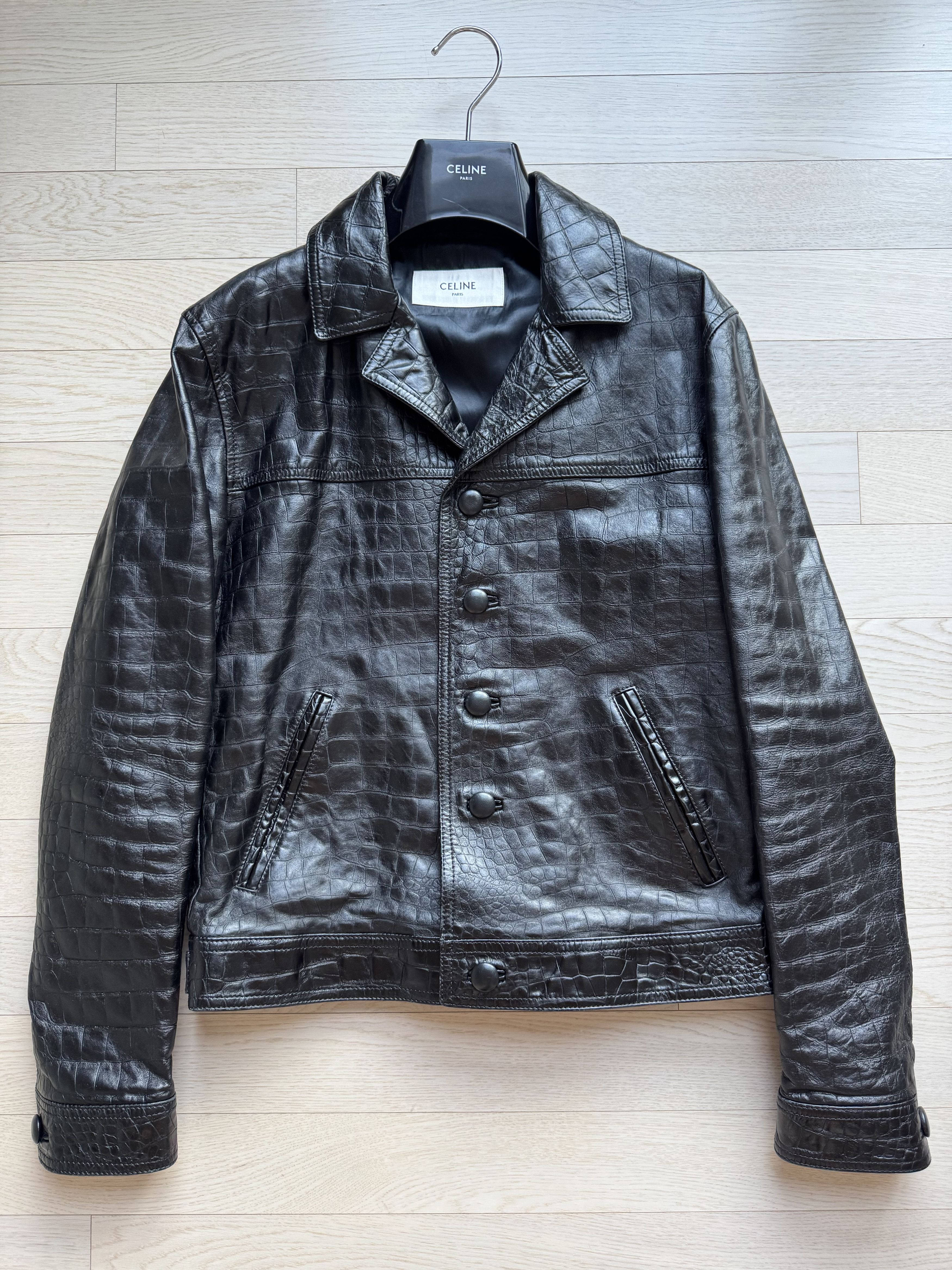 Celine FW23 Croc Embossed Leather Blouson Size US S / EU 44-46 / 1 - 1 Thumbnail
