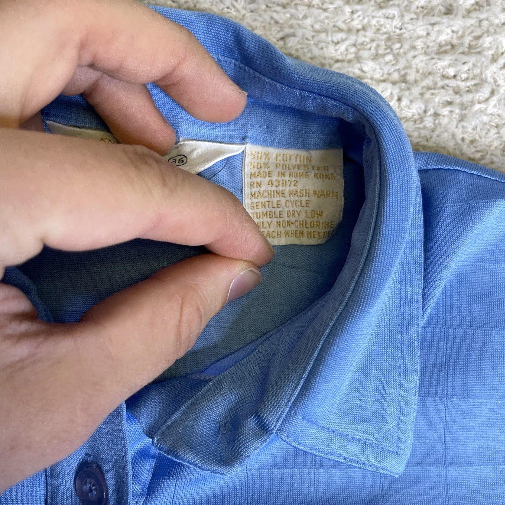 Vintage VINTAGE Difini Polo Mens 36 Small Light Blue Knit Polo 60s Mod Cotton Polyester Blend Check Short Sleeve Collared Shirts Mens (60s, 50s, Rockabilly) Size US S / EU 44-46 / 1 - 5 Thumbnail