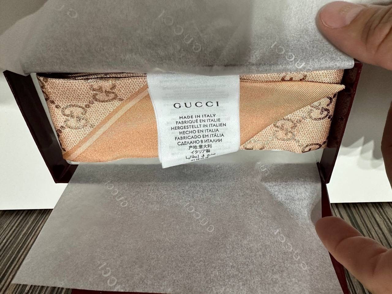 Gucci Gucci Silk Scarf Bandeau Monogram GG Pink New 100% Auth Size ONE SIZE - 10 Thumbnail
