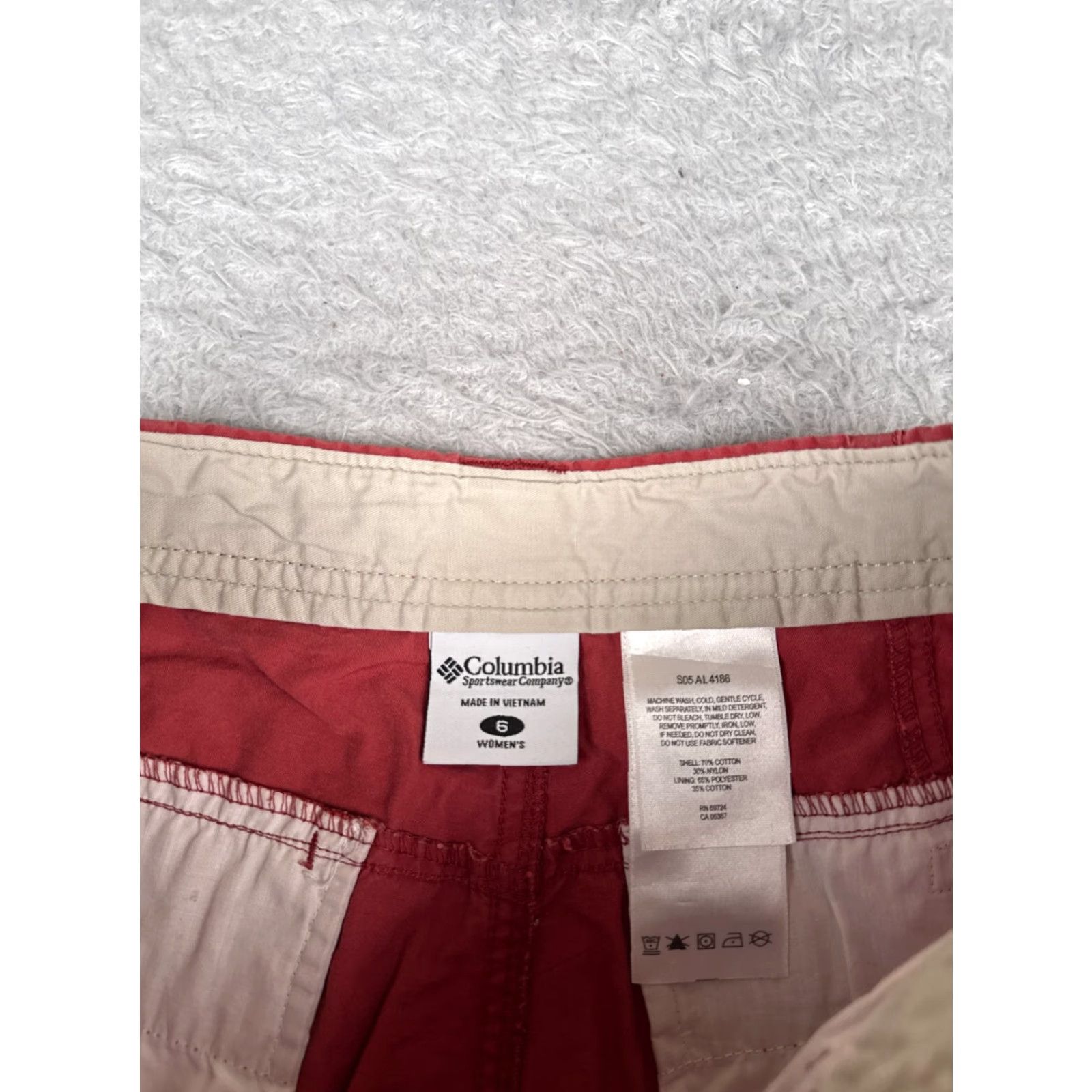 Vintage Columbia Shorts Women 6 Red Cargo Cotton Blend Hiking Camping Casual 27x6 Size 28" / US 6 / IT 42 - 7 Thumbnail