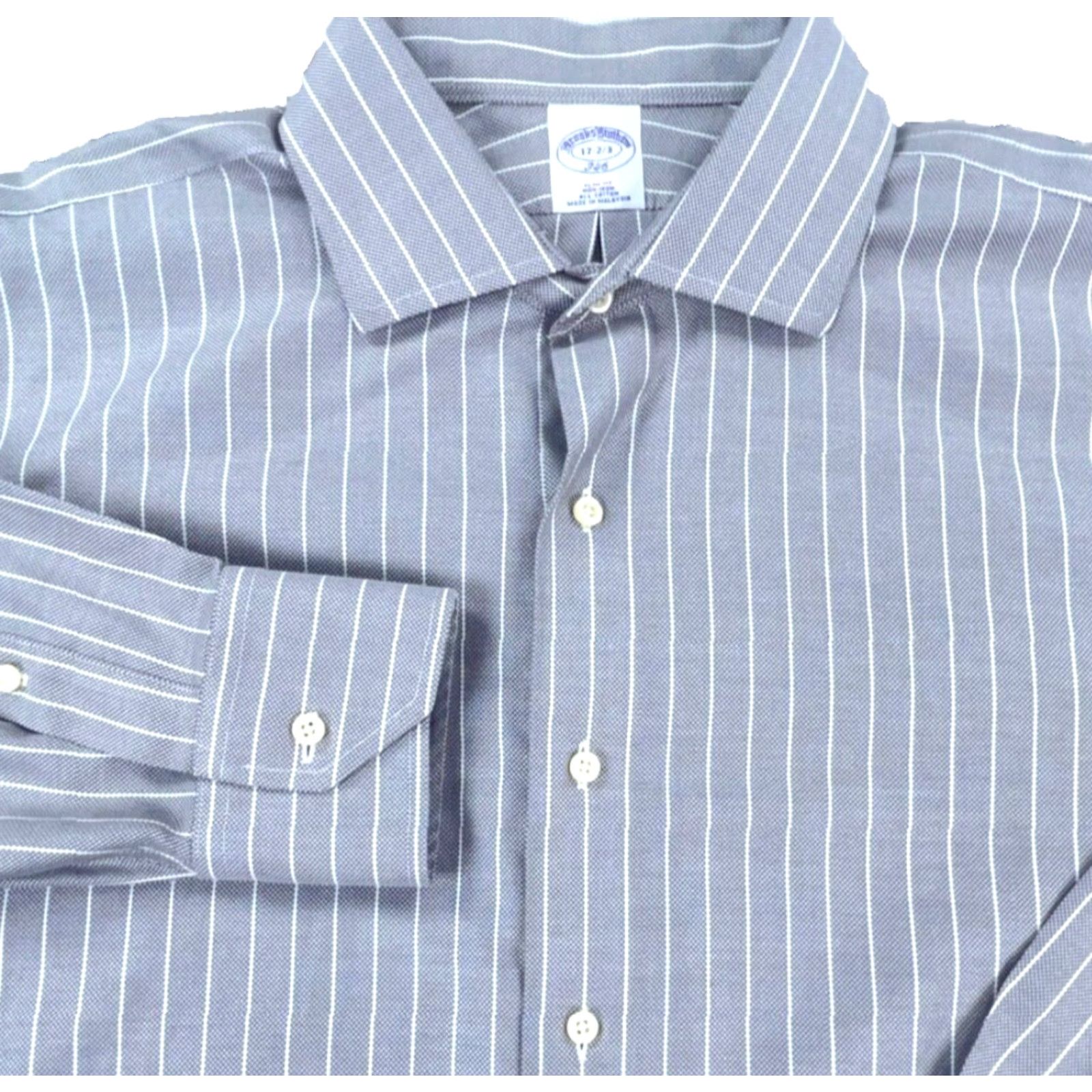 Brooks Brothers Brooks Brothers Shirt Men 17.5 Gray Oxford Cloth Button-Up Slim Fit Dress 346 Size 48R - 2 Thumbnail