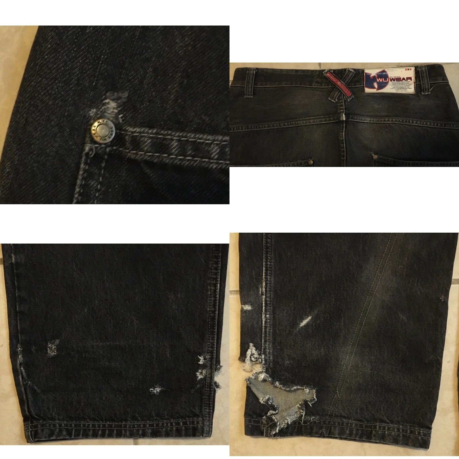 JNCO VINTAGE Wu Wear Jeans 36 Black Distressed Baggy 90s Hip Hop 80s 90s USA Mens Jeans Regular Large Size US 36 / EU 52 - 9 Thumbnail