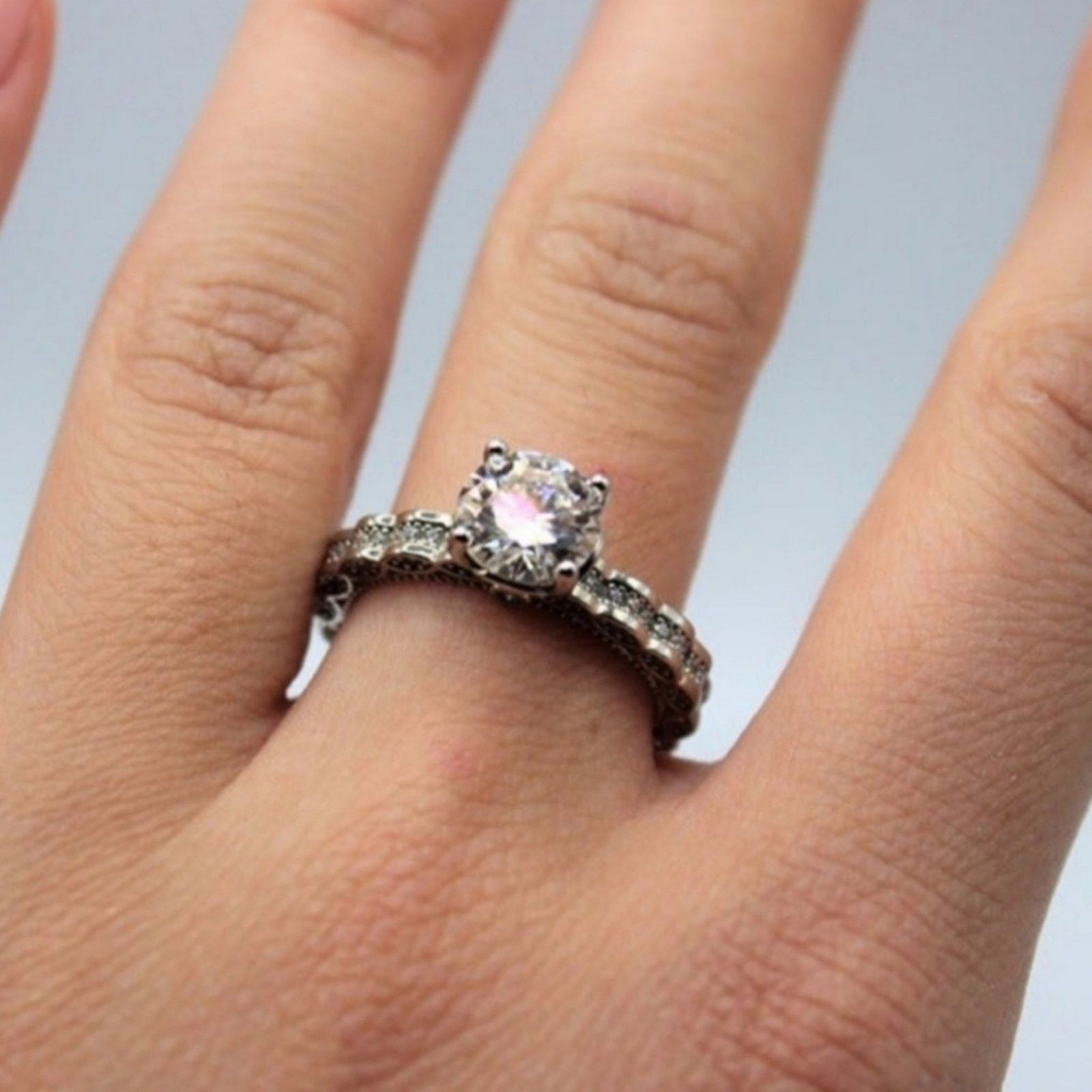 Other 2 Ct Moissanite Ring Rhodium Plated 925 Sterling Silver 6 Size ONE SIZE - 9 Thumbnail