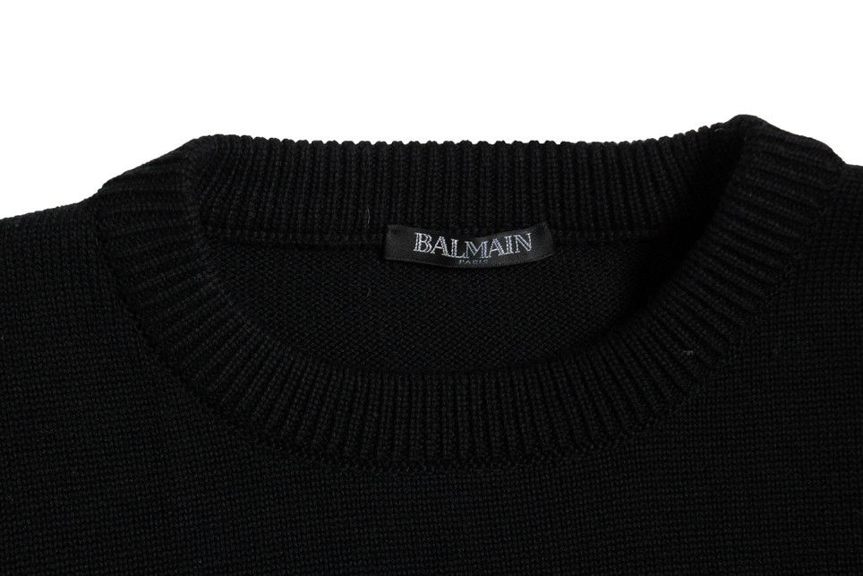 Balmain Balmain, Logo merino knit jumper in black Size US L / EU 52-54 / 3 - 6 Thumbnail