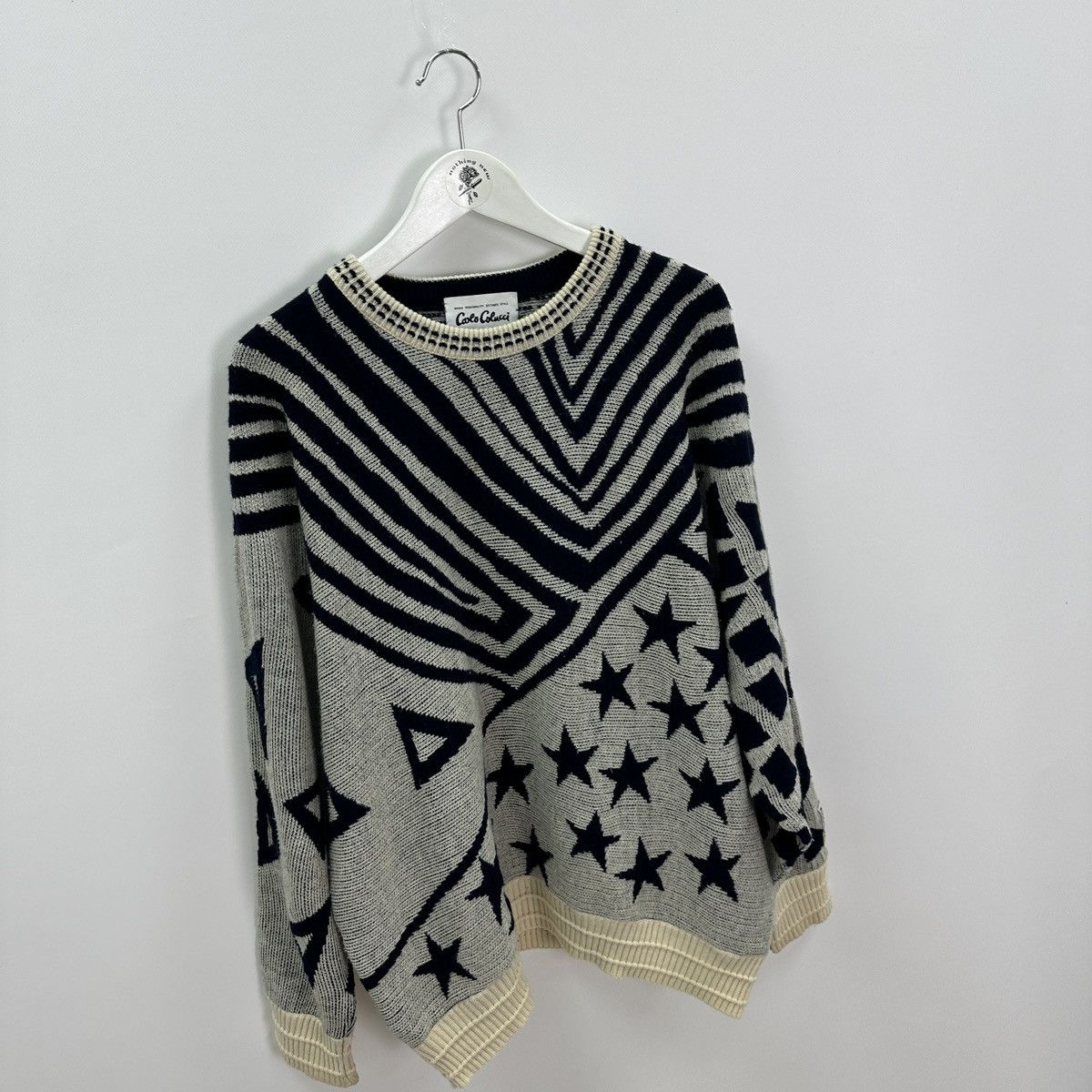 Vintage Vintage 90s Carlo Colucci knitted sweater Stars abstract y2k Size US L / EU 52-54 / 3 - 3 Thumbnail