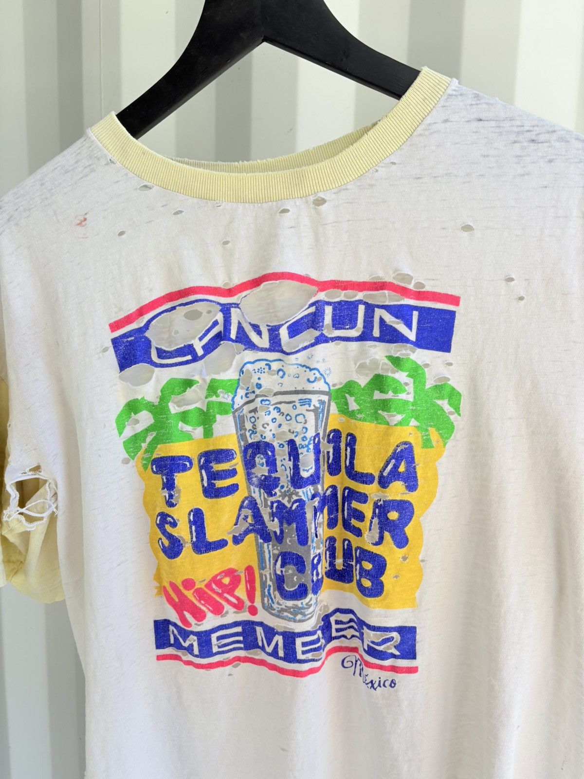 Vintage Thrashed Cancun Tequila Slammer Club Shirt Thin ERD Grunge Size US XL / EU 56 / 4 - 4 Thumbnail