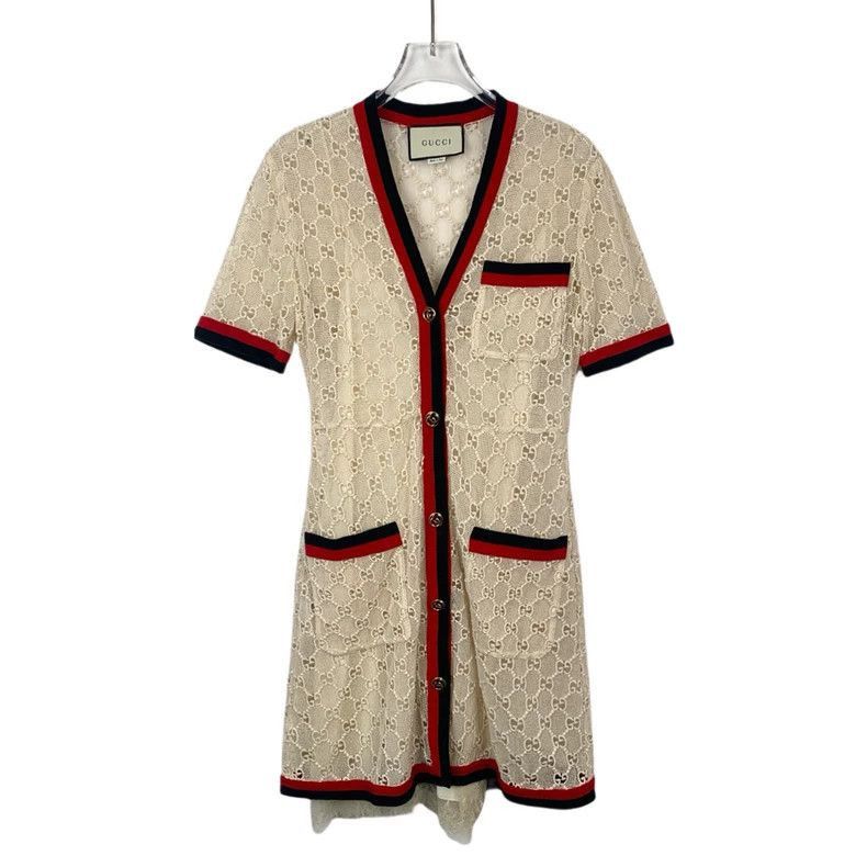 Gucci Gucci Beige Lace V-Neck Cotton Dress-2506 Size 22" - 1 Thumbnail