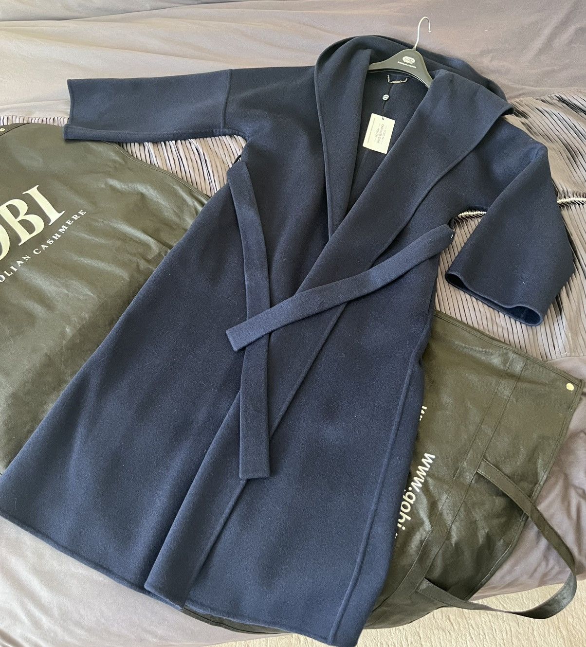 Designer Gobi Cashmere Coat with Monk Hoody Royal Blue Size M / US 6-8 / IT 42-44 - 1 Thumbnail