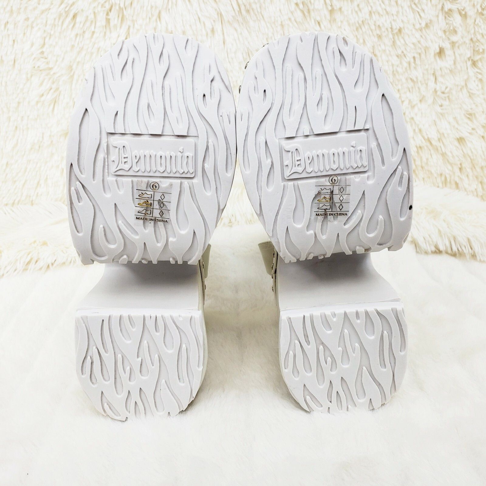 Other DEMONIA Camel 102 Stacked White Pearl Platform Sandals Goth Size US 8 / IT 38 - 7 Thumbnail
