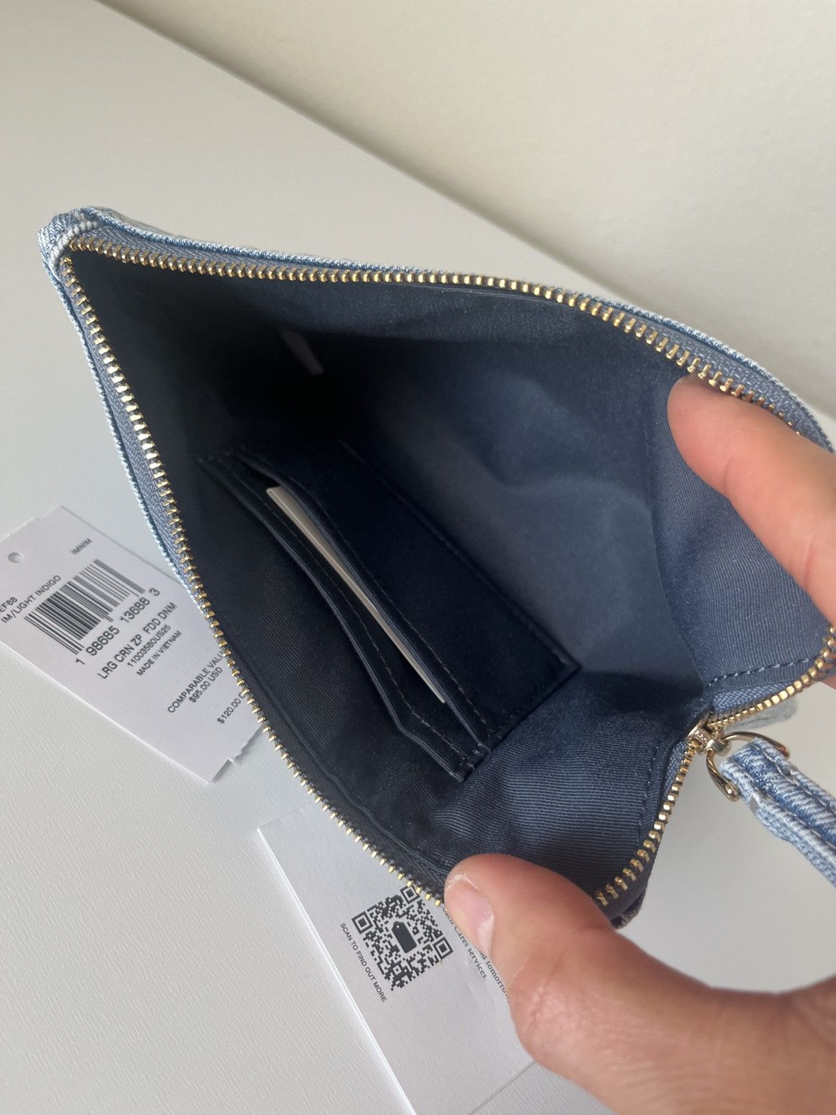 Coach Coach Large Corner Zip Wristlet In Loved Denim Size ONE SIZE - 6 Thumbnail