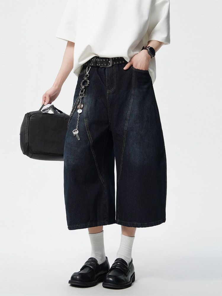 Japanese Brand Men's patchwork retro embroidered curved denim shorts Size US 32 / EU 48 - 5 Thumbnail