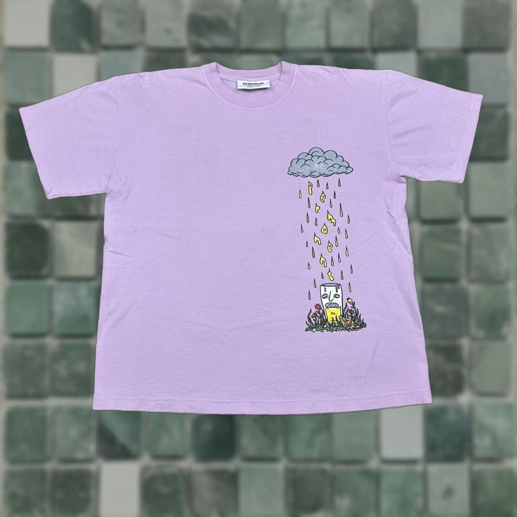 Pinko Permanent Hangover T-Shirt Men Designer Rain Graphic Large Pink Size US L / EU 52-54 / 3 - 1 Thumbnail