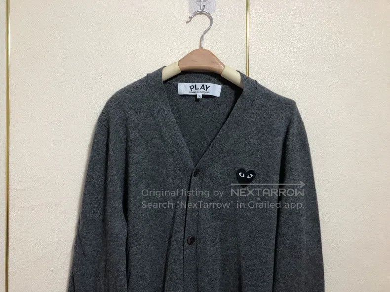 Comme des Garcons Comme Des Garcons Gray Black Heart Wool Cardigan Jacket Size XXL / US 16-18 / IT 52-54 - 2 Thumbnail