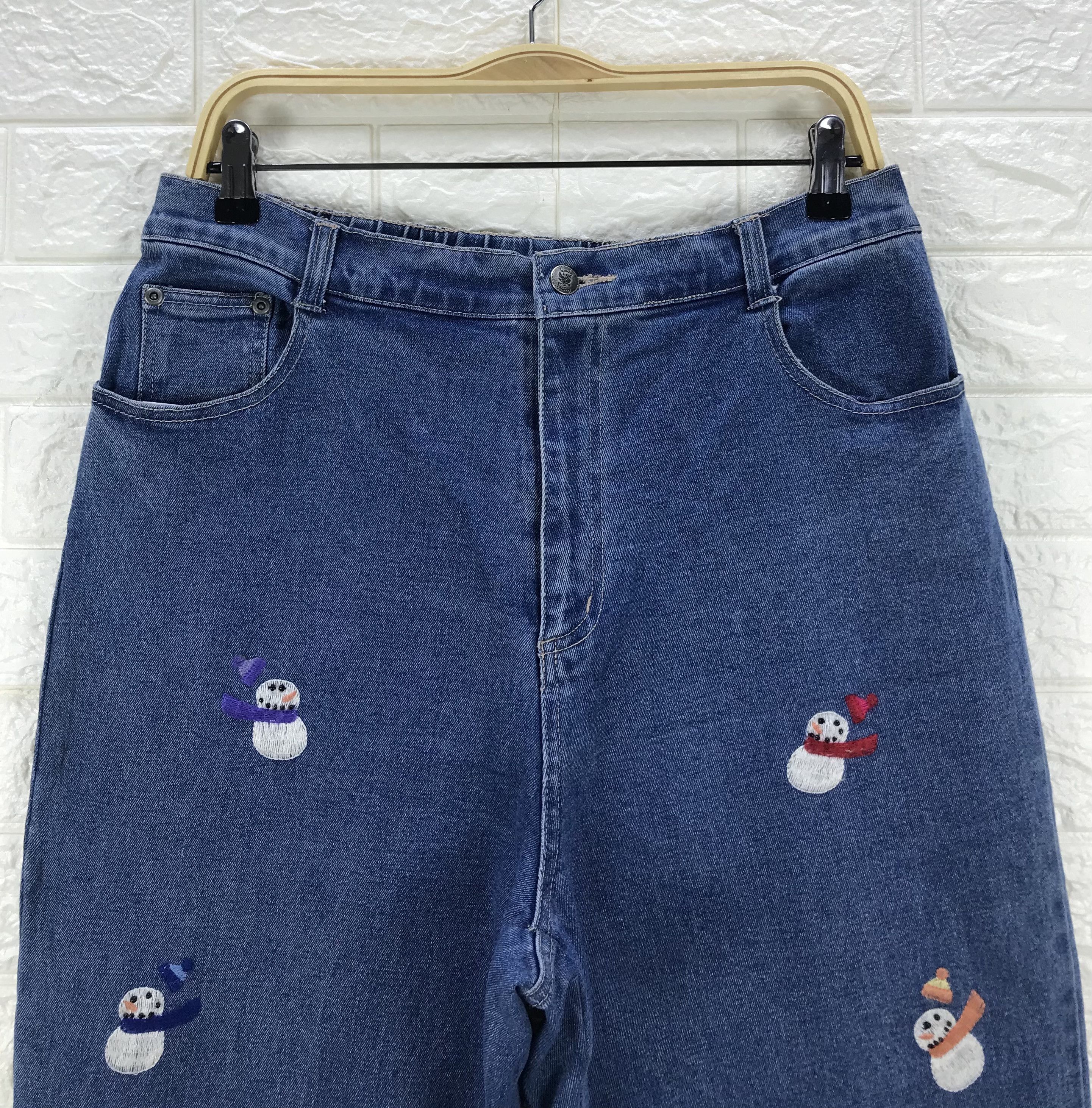 Quacker Factory Vintage Quacker Factory Embroidered Snow Man Jeans Size 33" - 2 Thumbnail