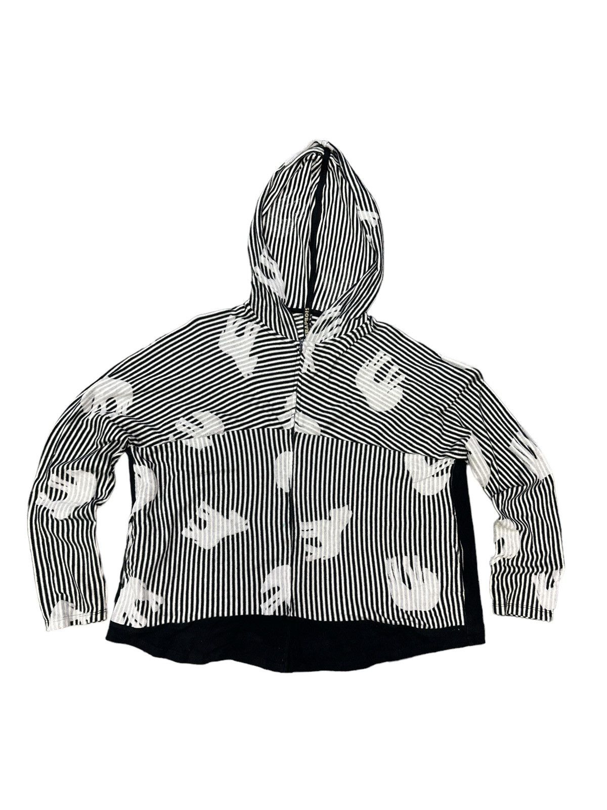 image of Stripes Frapbois By Issey Miyake Pony Hoodie Zipper in Black/White, Men's (Size Medium)
